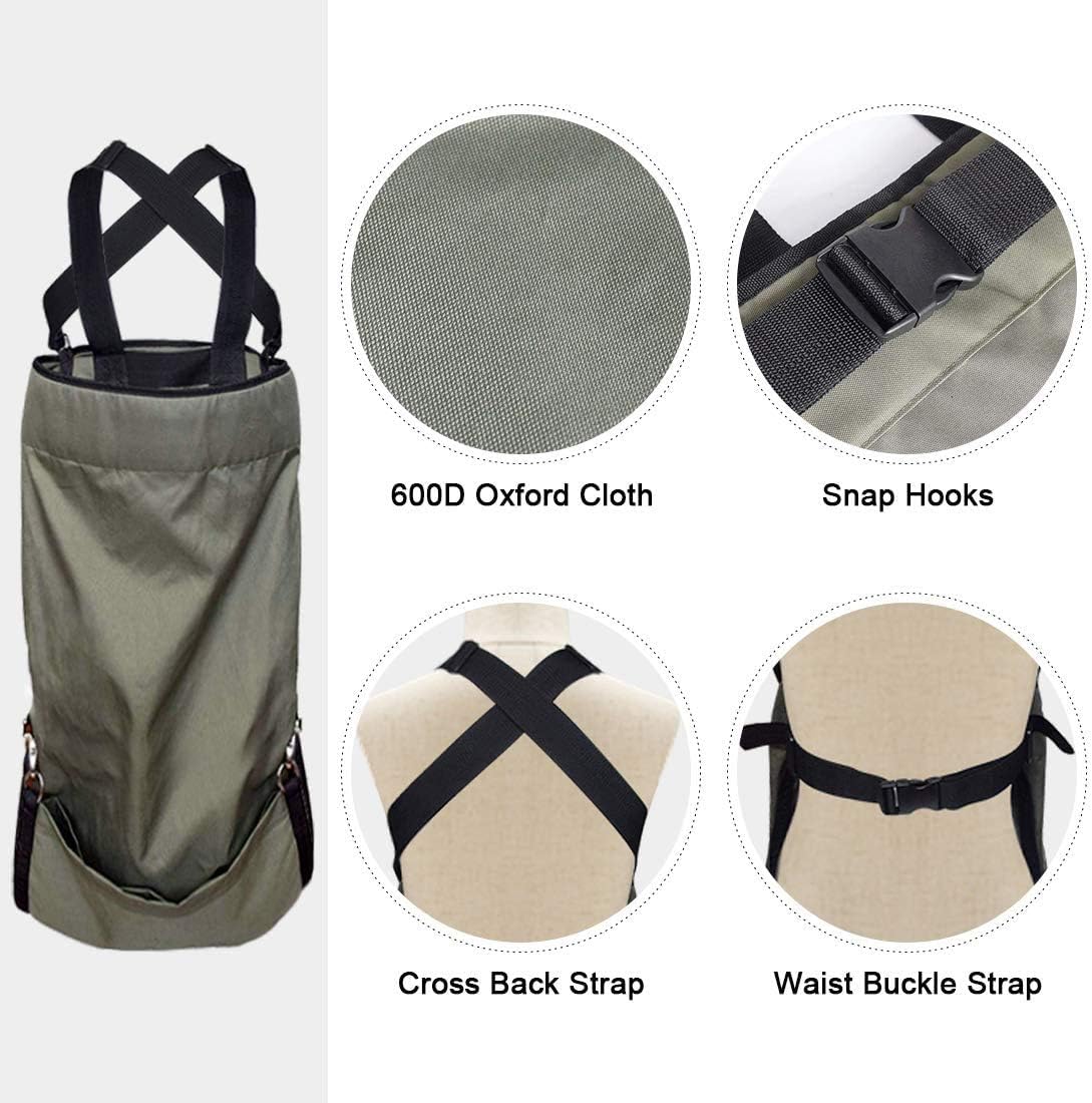 Waterproof Harvest Apple Picking Bag Pouch, 600D Heavy Duty Fruit Storage Apron for Outdoor Farm Orchard, Garden