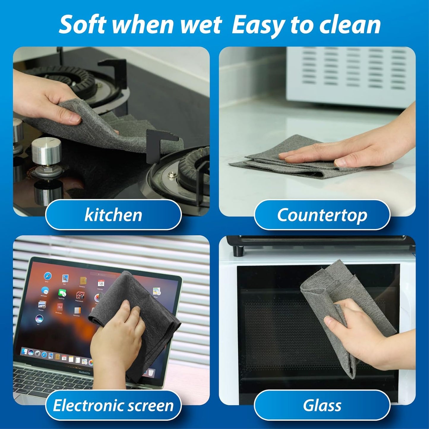 Thickened Magic Cleaning Cloth for Glass,5Pcs Lint Streak Free Microfi
