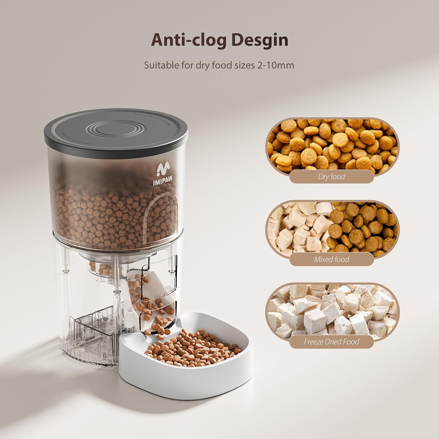 IMIPAW Automatic Cat Feeders, 3L Timed Cat Dry Food Dispenser with Des