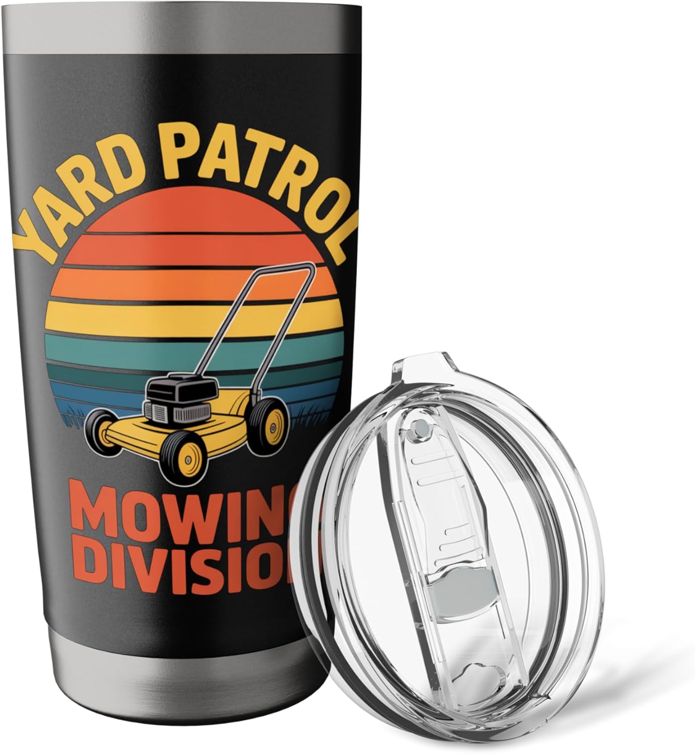 Yard Patrol Mowing Division Funny Lawn Mower Dad Humor Joke Stainless Steel Insulated Tumbler