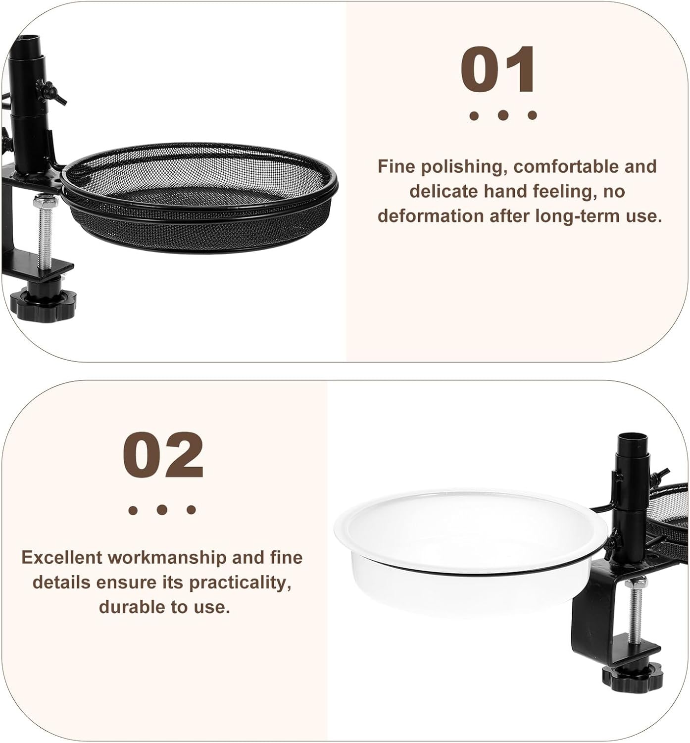 PRETYZOOM Metal Bird Feeder Stand with Mesh Tray Deck Mount Bird Food Holder and Washable Water Container for Garden