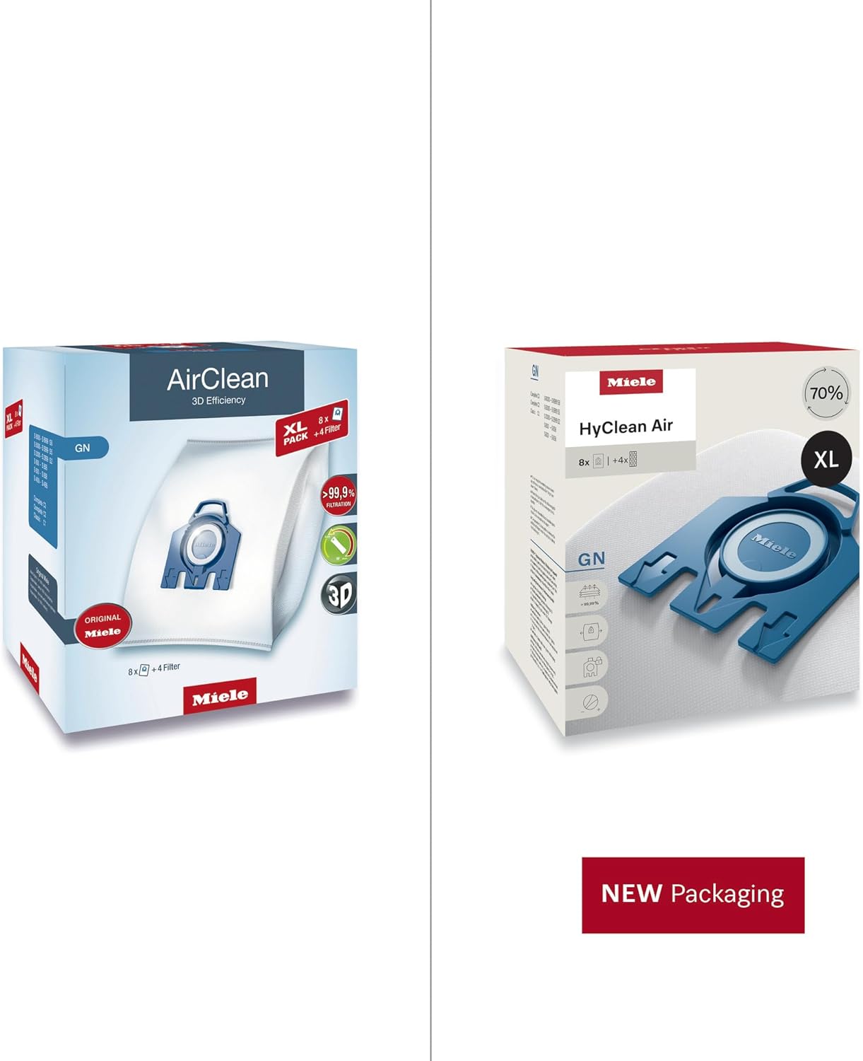Miele Genuine AirClean XL Pack GN Vacuum Cleaner Bags, 8 Bags Included, for Miele Complete C3, Complete C2, and Classic C1 Vacuum Cleaners