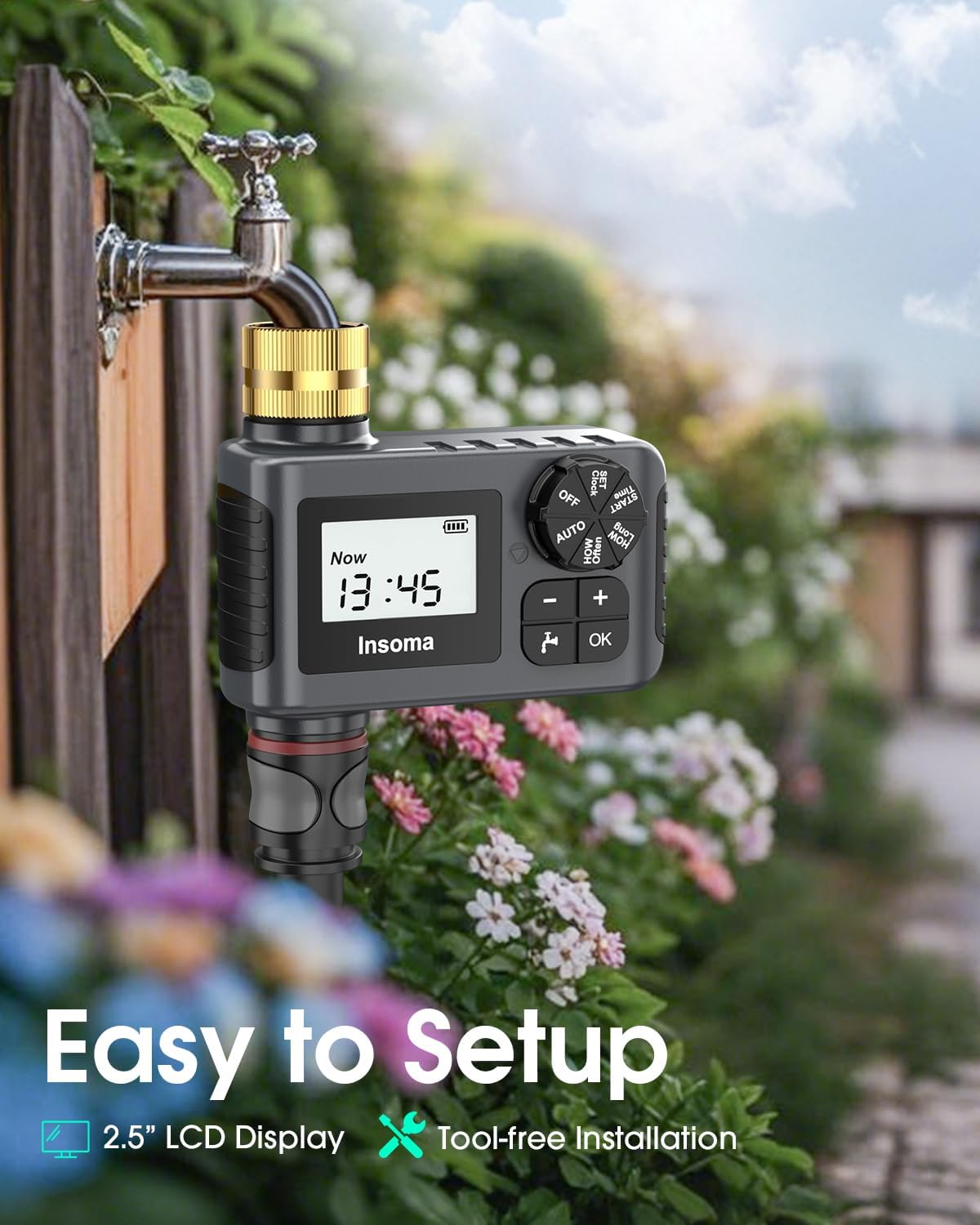 Water Timer for Outdoor Garden Hose, Hose Timer with Rain Delay/Manual