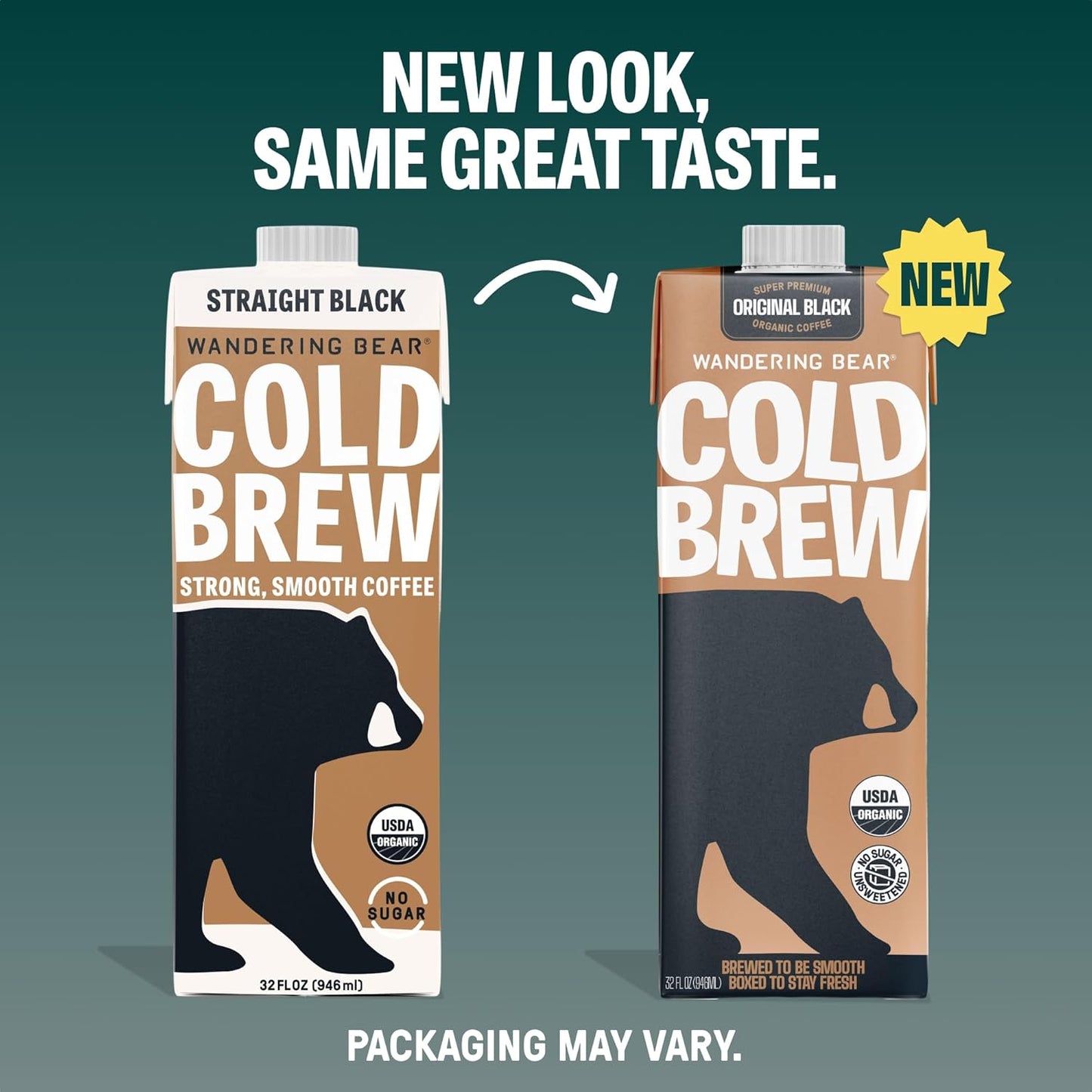 Wandering Bear Straight Black Organic Cold Brew Coffee - Extra Strong,
