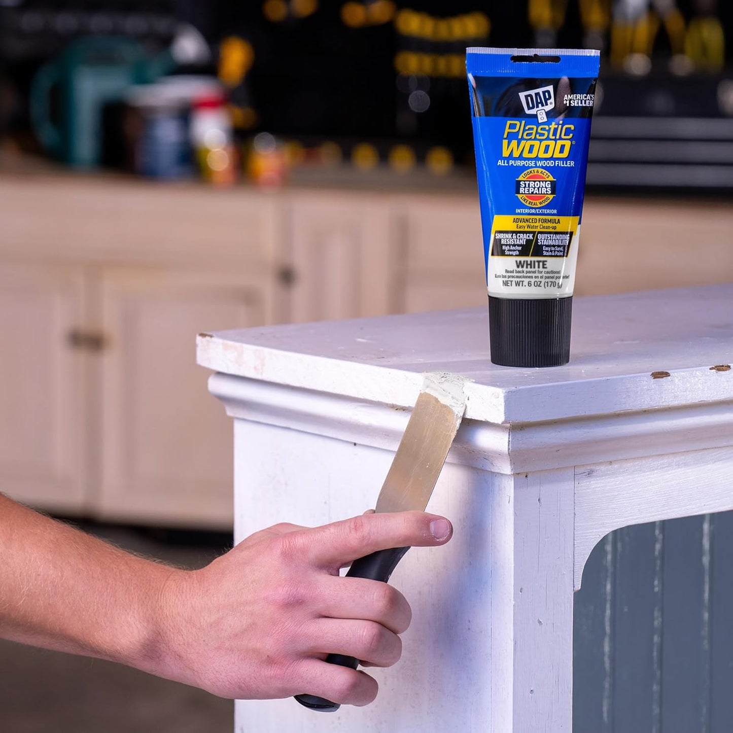 DAP Plastic Wood All Purpose Latex Wood Filler, White, 6 Oz - Packaging may vary