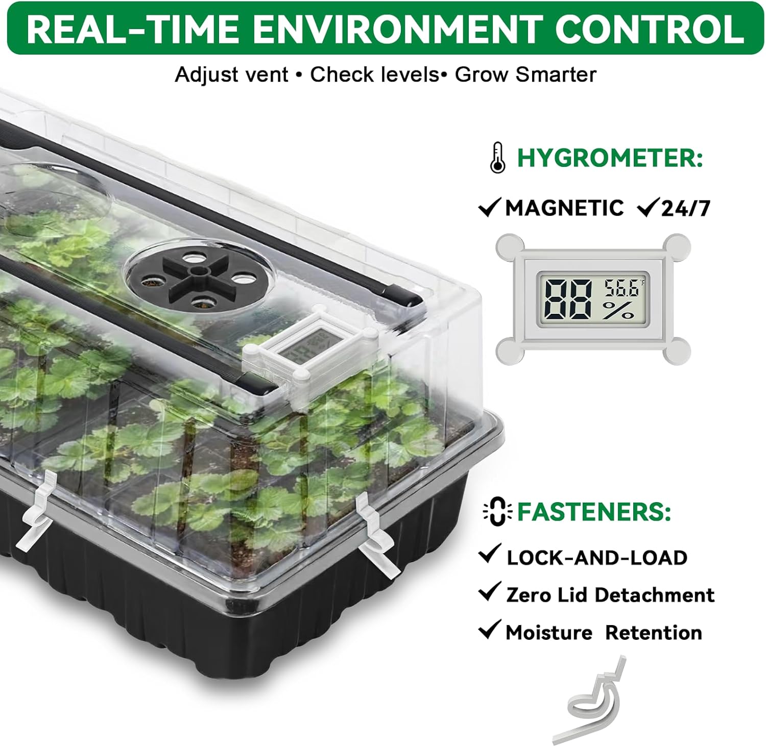 Seed Starter Tray with Grow Light,72-Cell Seed Starter Kit with Magnet