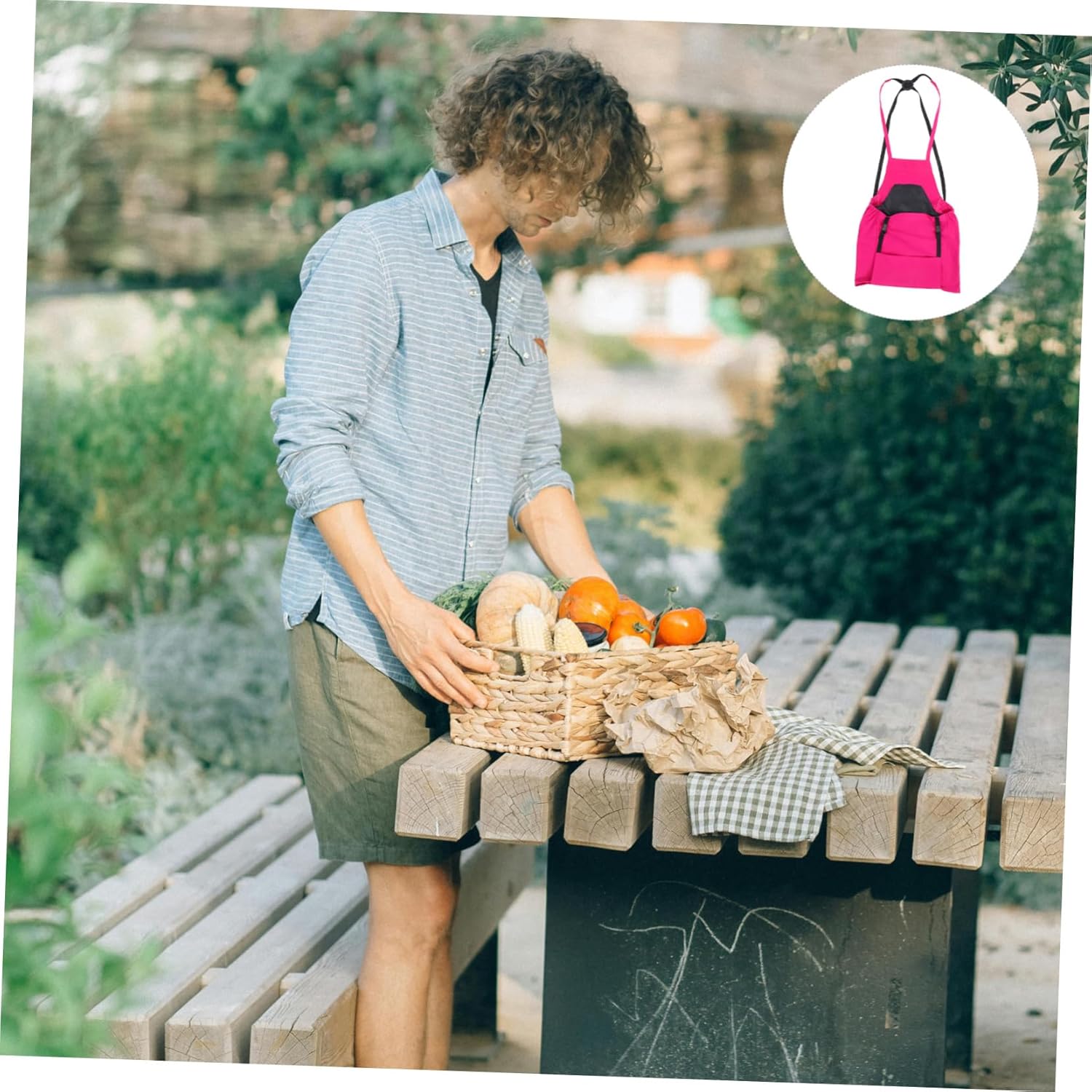 Milisten Gardening Apron Large Pockets Expandable Harvesting Gear Pock