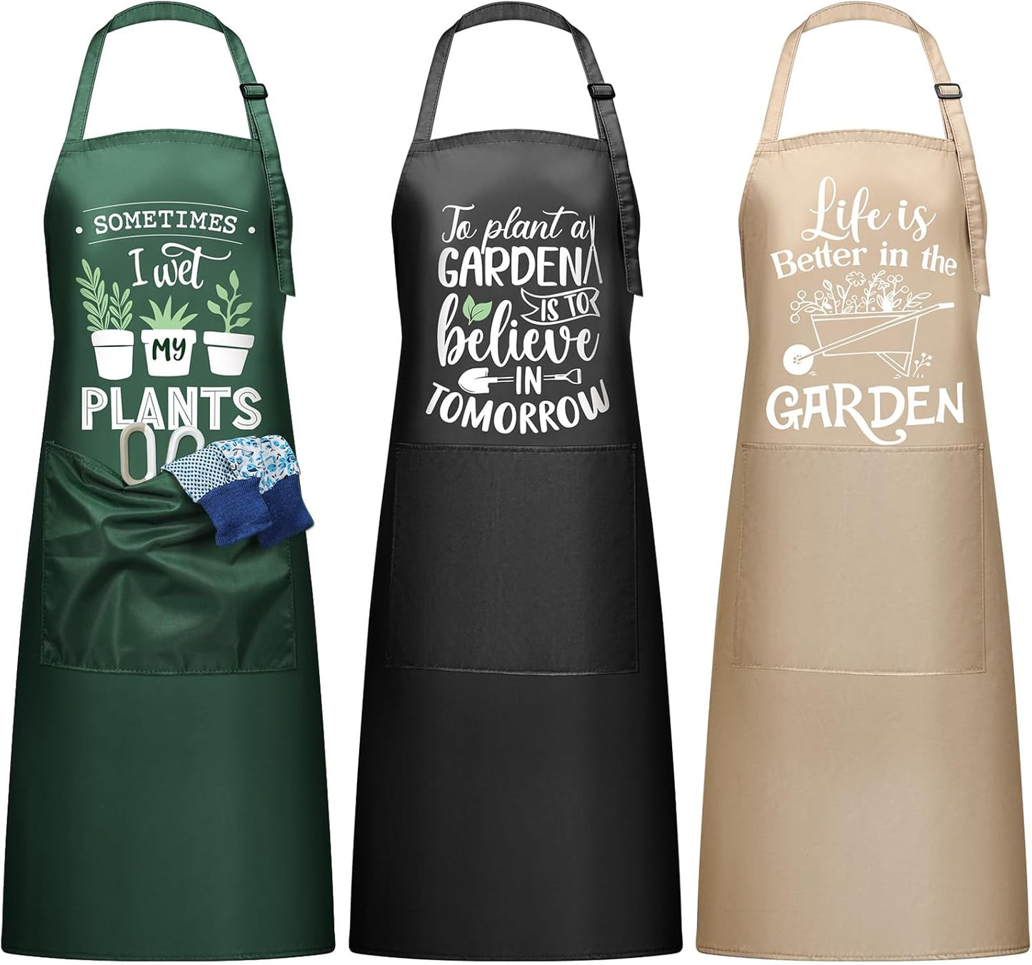 3 Pcs Funny Gardening Aprons for Women Waterproof Garden Apron with Pockets Floral Aprons for Gardener Plant Lover Gifts for Mom Grandma Wife Mother's Day Birthday Housewarming