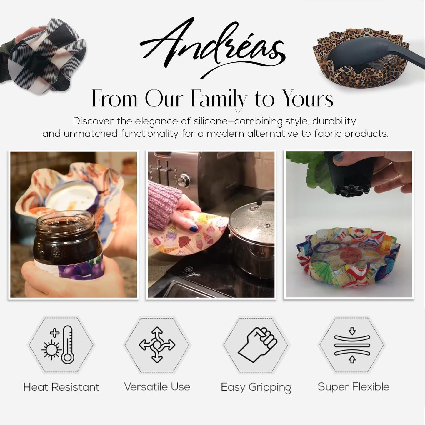 Andreas Silicone Jar Opener, GG Flower Garden – 6.25" Non-Slip Lid Gri