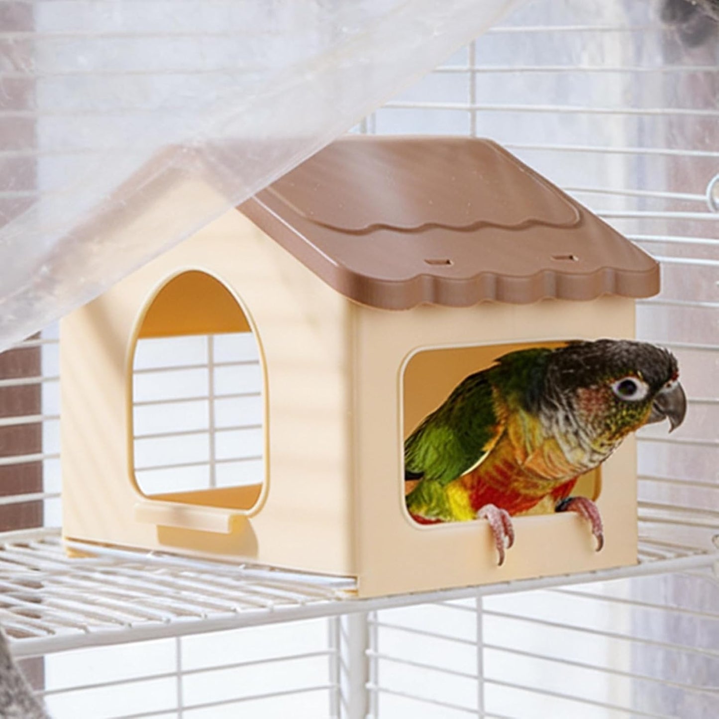 Small Bird Nest, Retractable Pet House, Compact Indoor Aviary Design, Wood Material Detail with Soft Interior, Bird Supplies with Ease, Winter Sleeping Resting Hiding Feeding Decoration