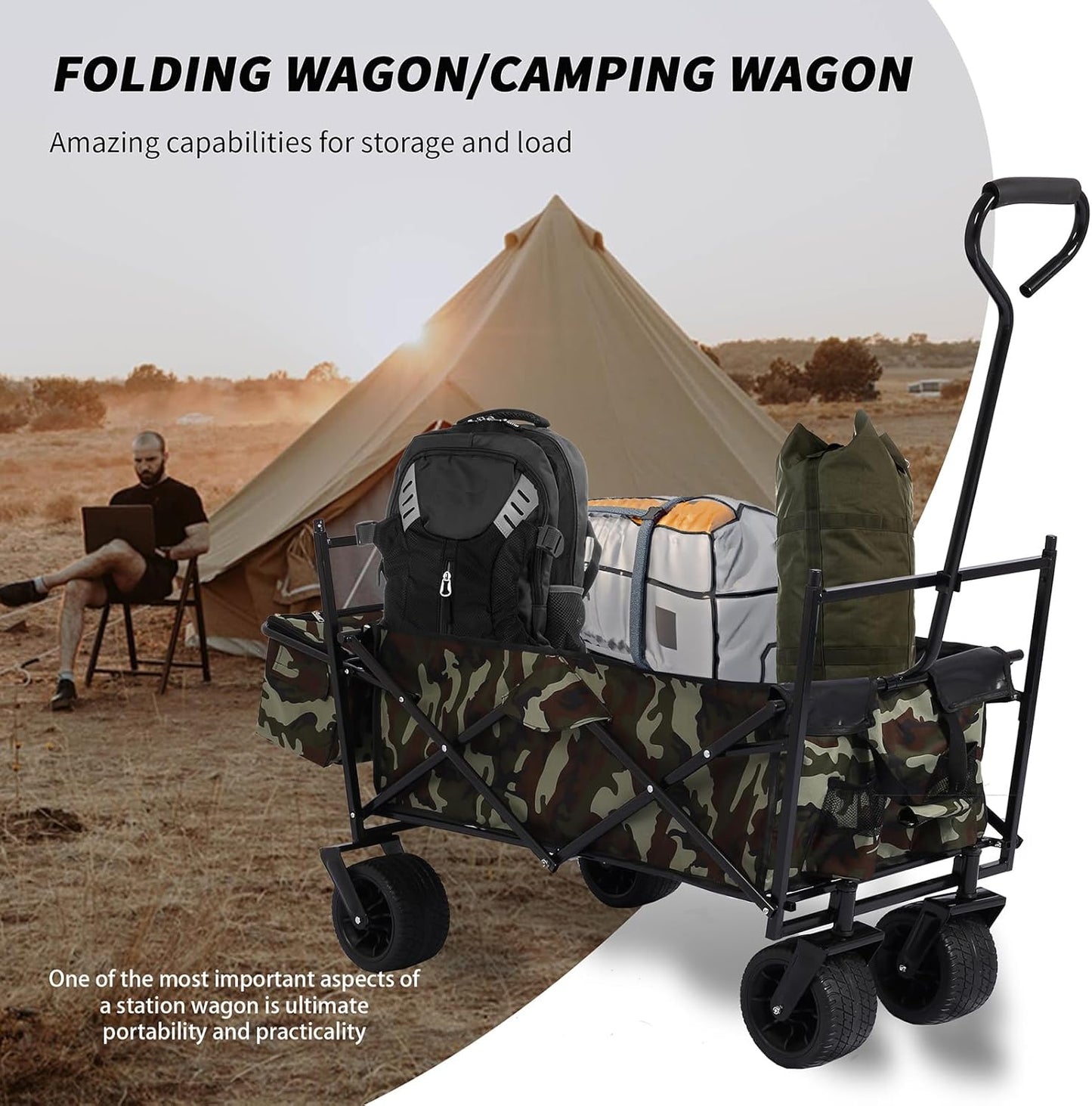 Collapsible Garden Cart, One Size, Camouflage