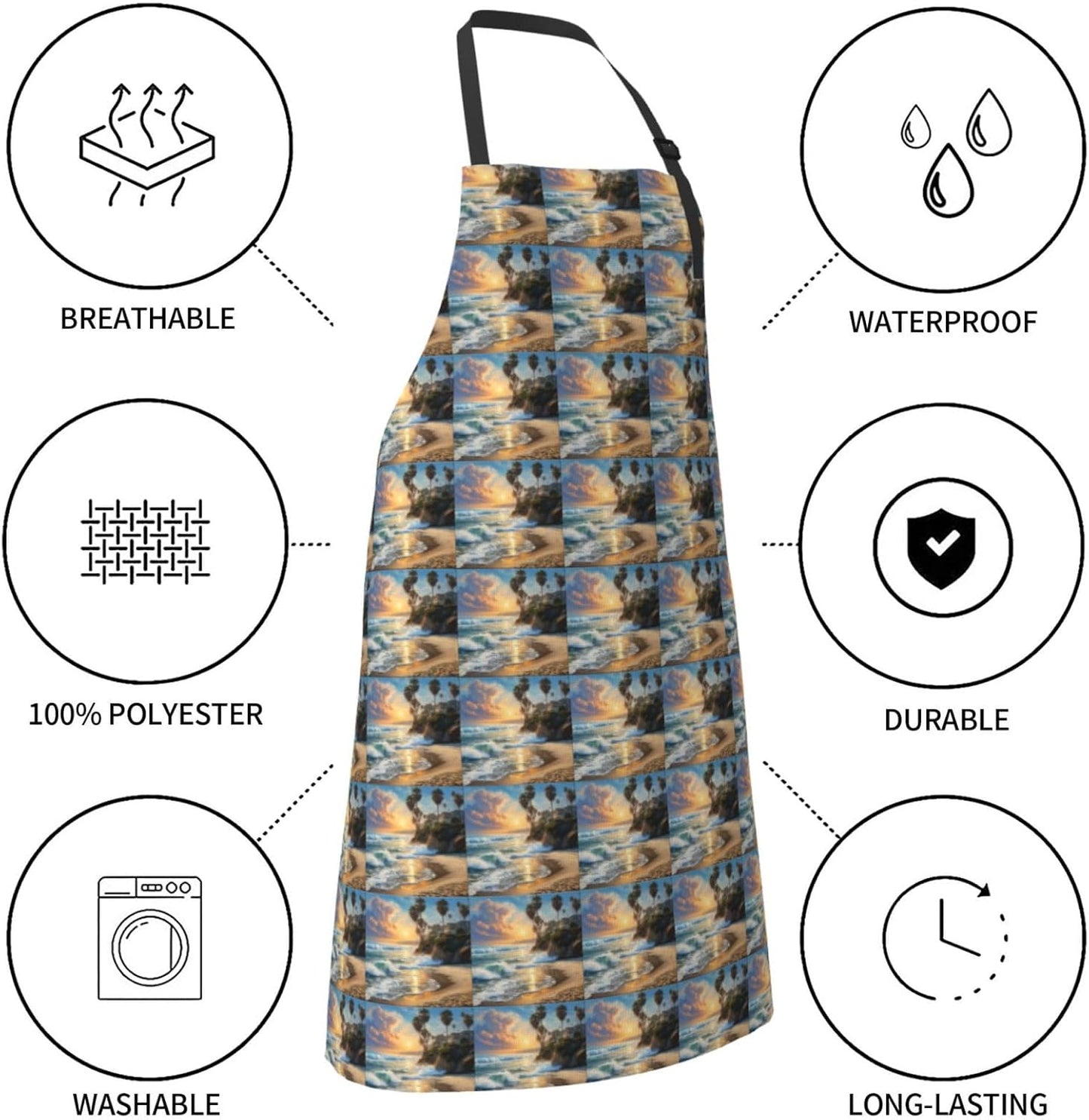 YANYU Palm Tree Print 28x33 In Kitchen Apron Stylish Chef Apron with Pockets for Cooking Baking Painting