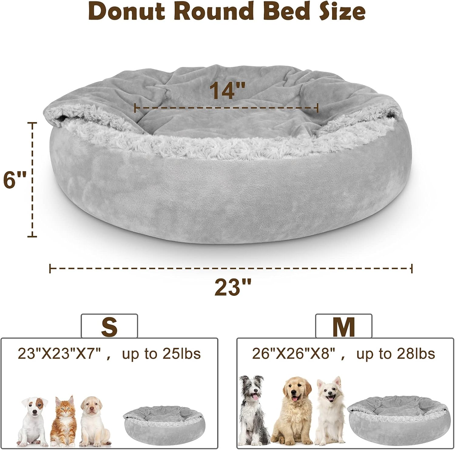 JOEJOY Small Dog Bed Cat Bed with Hooded Blanket, Cozy Cuddler Luxury 