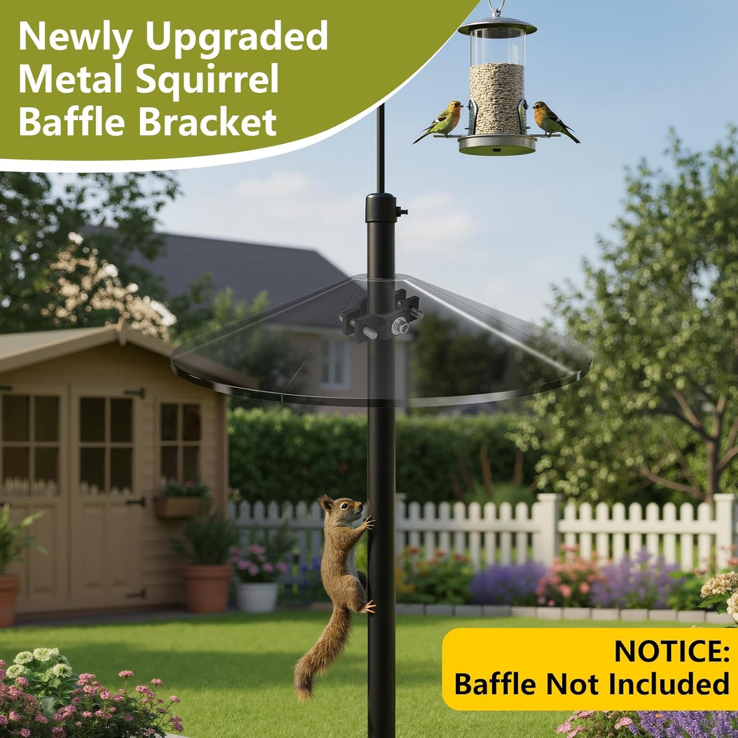 2 Pack Metal Squirrel Baffle Bracket for Bird Feeder Pole, Heavy Duty Squirrel Baffle Buckle Stopper Support Holder for Bird Feeder Poles,Shepherd's Hooks,Cone Guards & Raccoon Deflectors