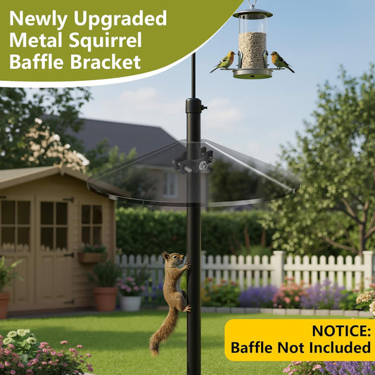 2 Pack Metal Squirrel Baffle Bracket for Bird Feeder Pole, Heavy Duty Squirrel Baffle Buckle Stopper Support Holder for Bird Feeder Poles,Shepherd's Hooks,Cone Guards & Raccoon Deflectors
