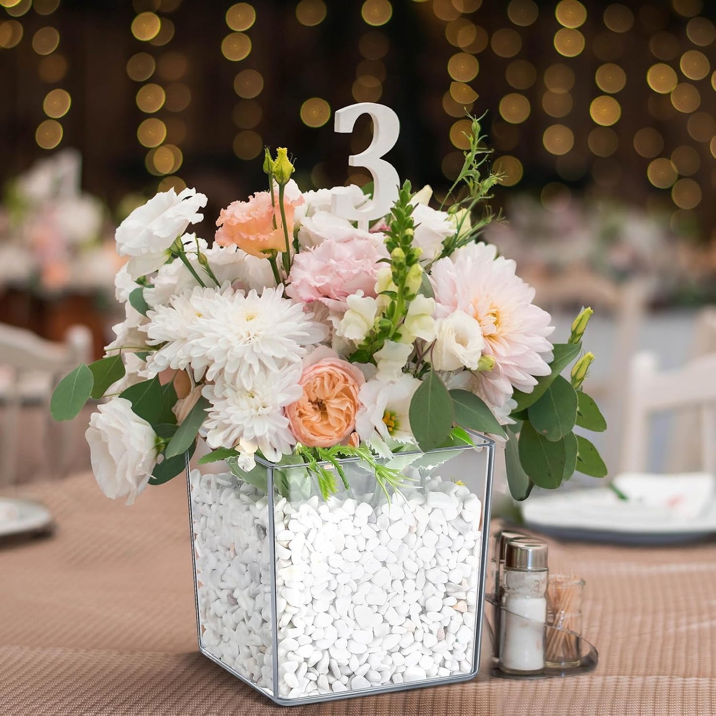 Tioncy 12 Pcs Clear Square Vase 5'' x 5'' Acrylic Flower Plastic Vases for Centerpieces Acrylic Cube Plastic Container Bulk Succulent Pots Planters for Plant Wedding Home Office Floral Decor