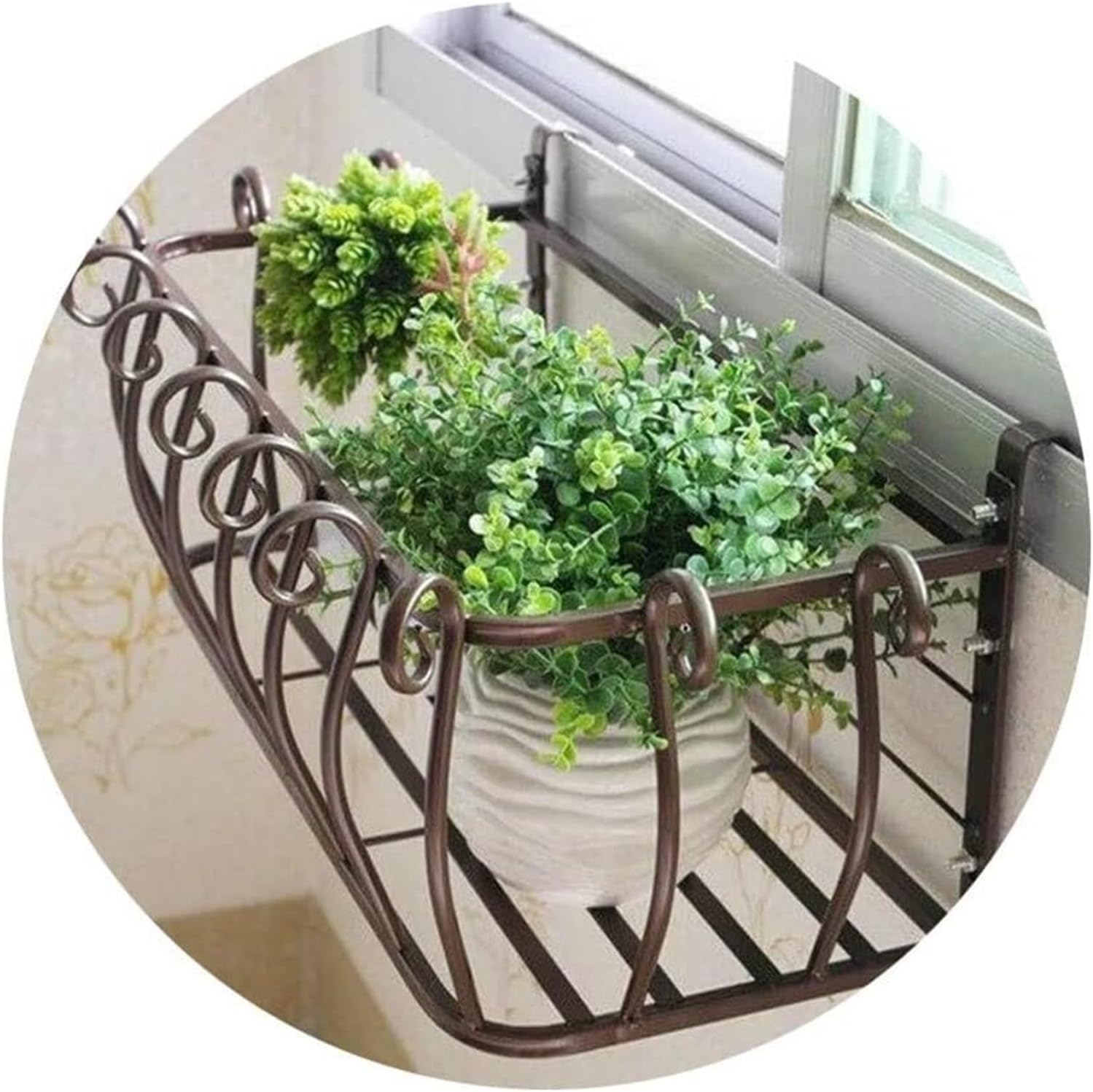 Brown Railing Planter for Fence & Window Sill, 60x28x22cm Hanging Flow