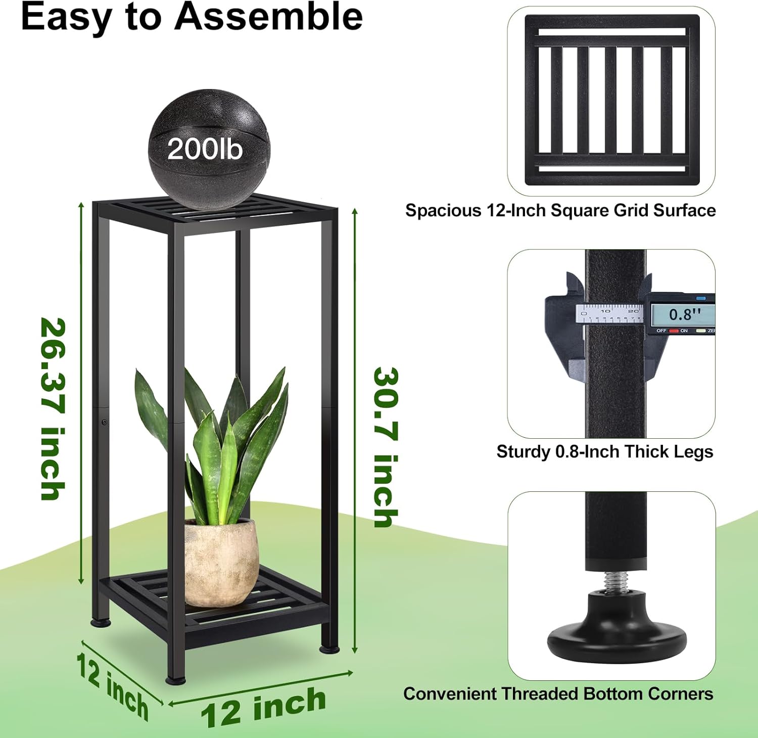 Plant Stand Indoor Outdoor Heavy Duty Wrought Iron Pedestal Stands Met