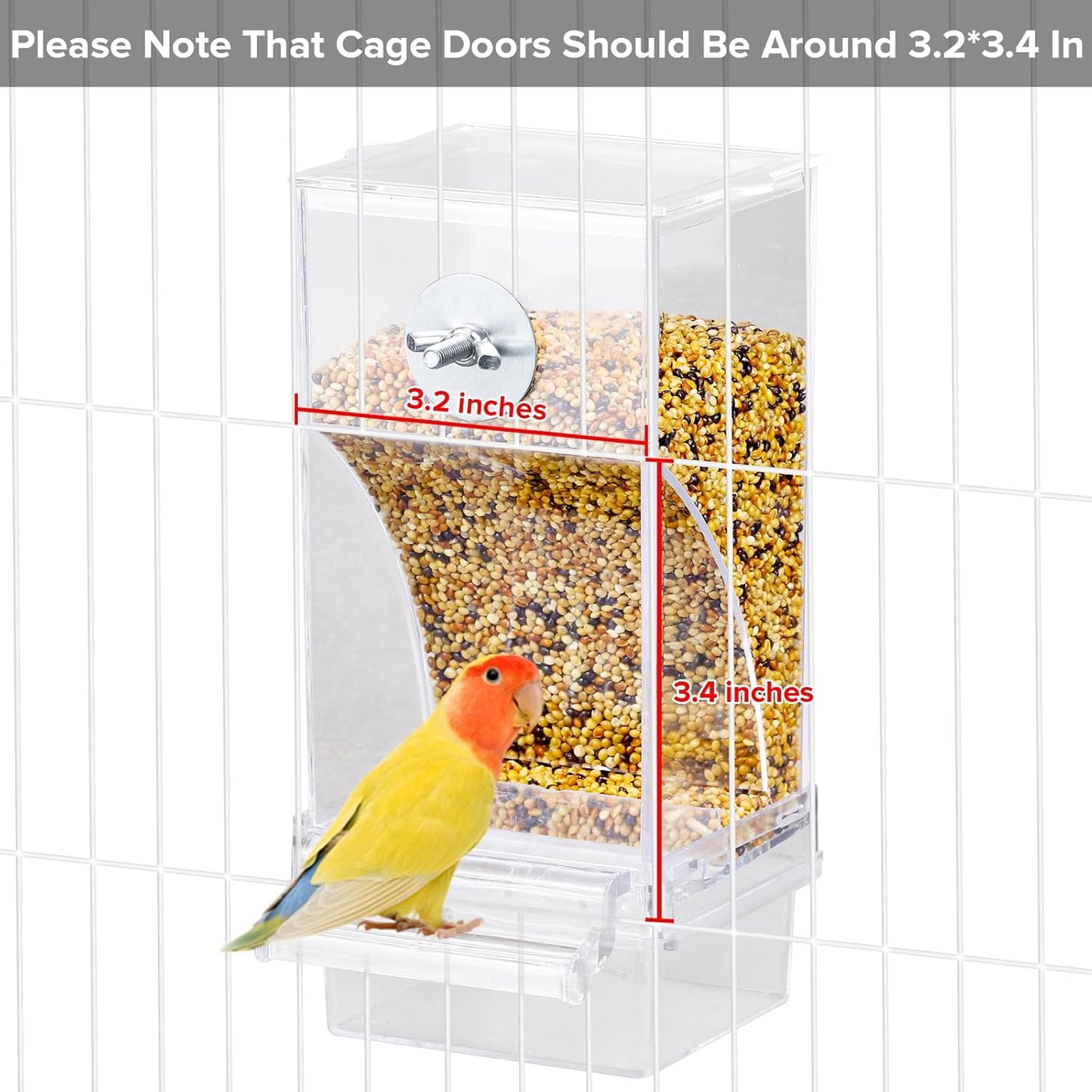 No Mess Bird Feeder Water Dispenser Set, Parakeet Cage Accessories, Bi