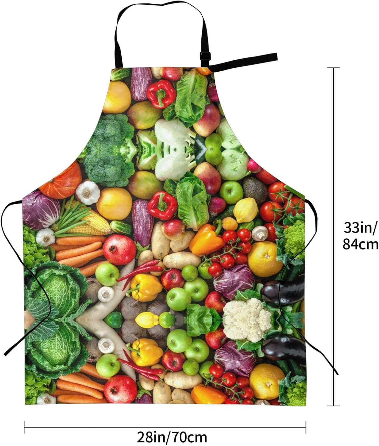 Fresh Fruits and Vegetables print Waterproof apron with pocket adjustable cooking apron for adult kitchen bibs to bake