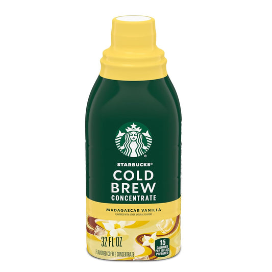 Starbucks Cold Brew Coffee Concentrate, Madagascar Vanilla Flavored Iced Coffee, 32 fl oz