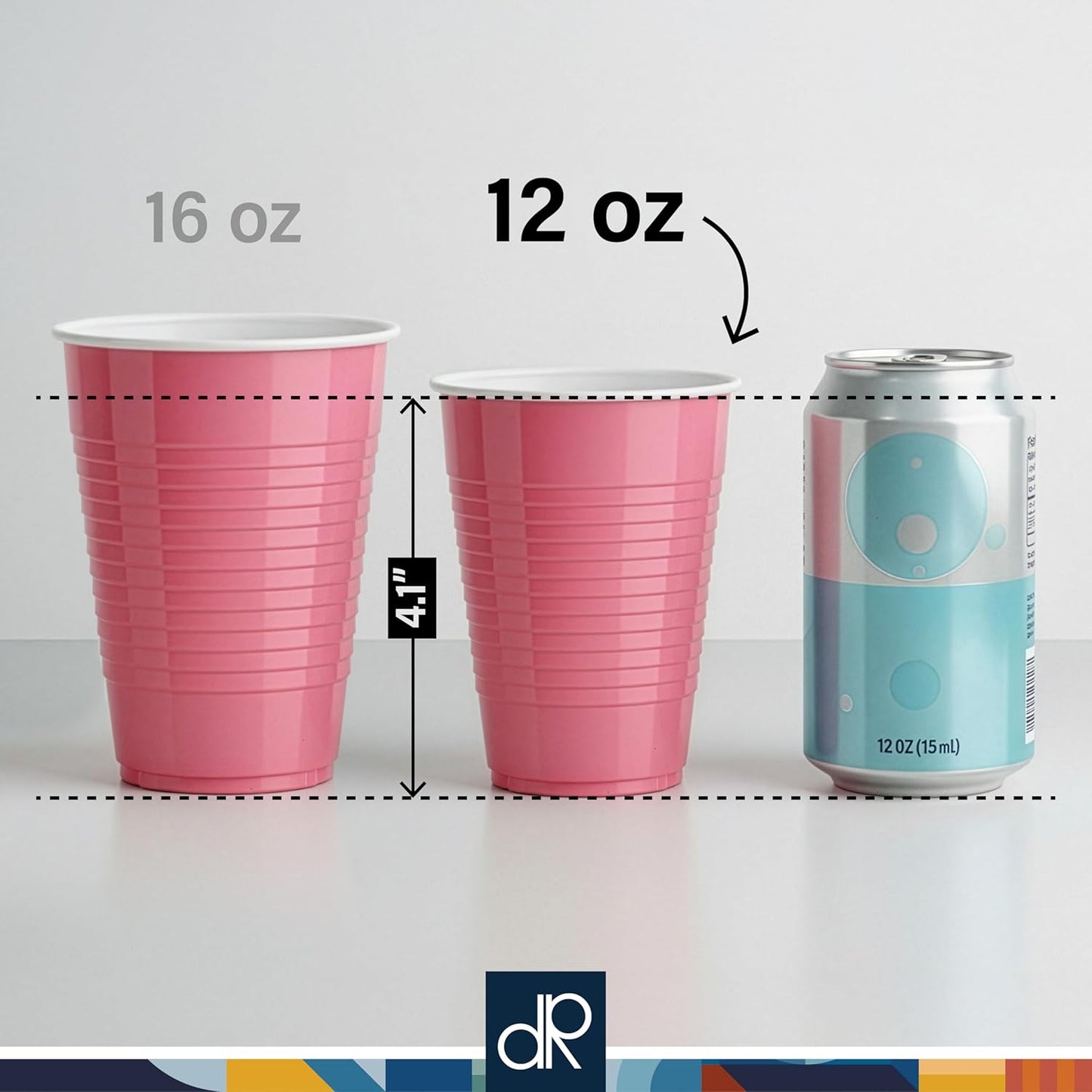 DecorRack Dark Green Plastic Cups, 12 oz Disposable Cups, Reusable Party Supplies (40 Count)