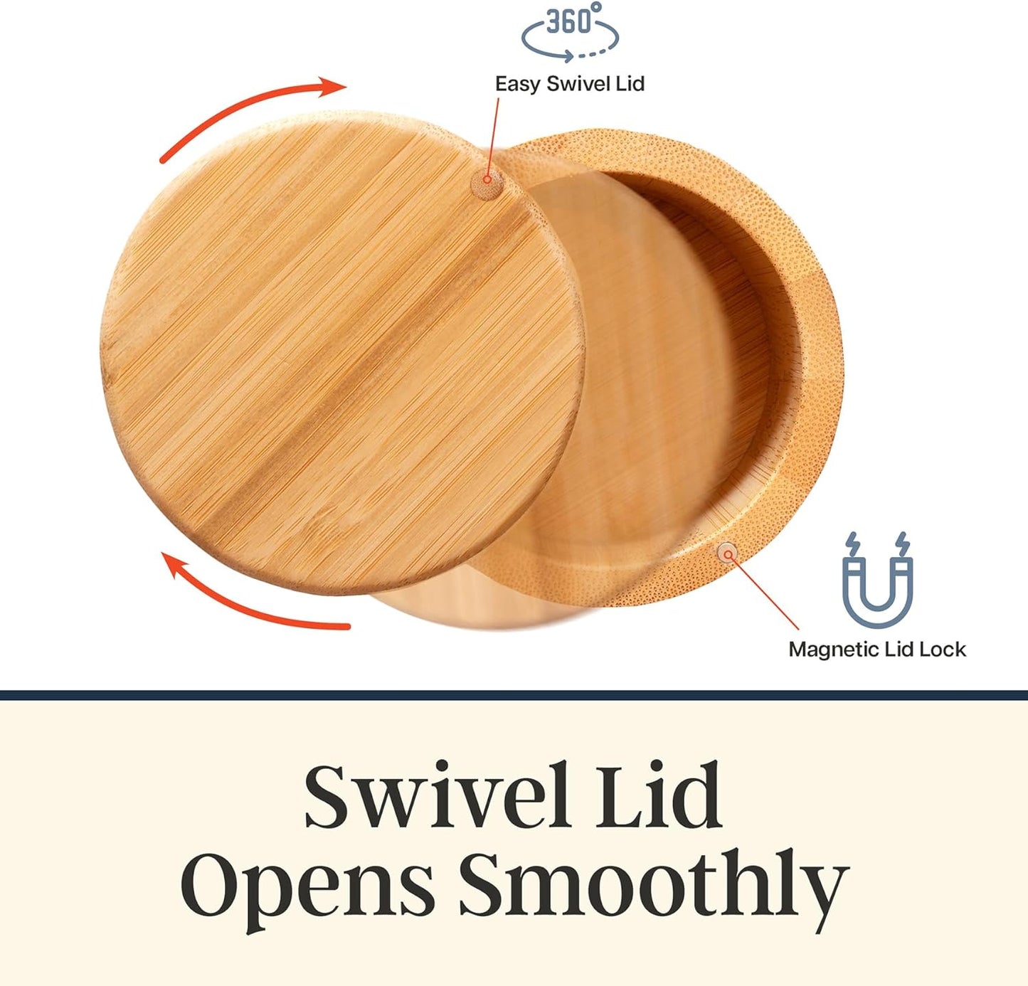 Totally Bamboo Salt Cellar with Swivel Lid – Bamboo Spice Box Storage Container for Kitchen Countertop with Magnetic Closure – Ideal for Sea Salt, Spices and Herbs