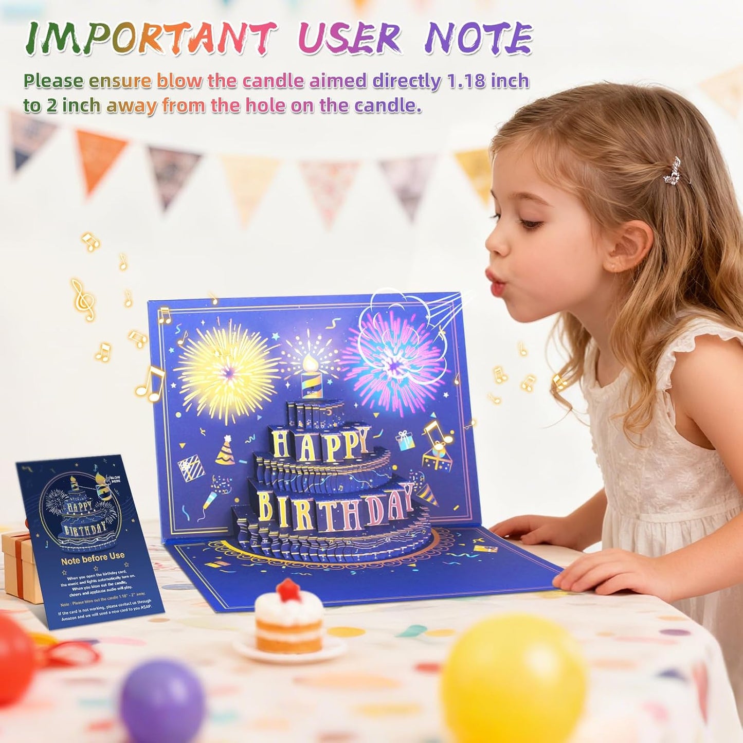 3D Pop Up Birthday Cards, Musical LED Lights Birthday Cards, Greeting Cards, Birthday Gifts for Mom Women Men Kids Child Dad Father Wife