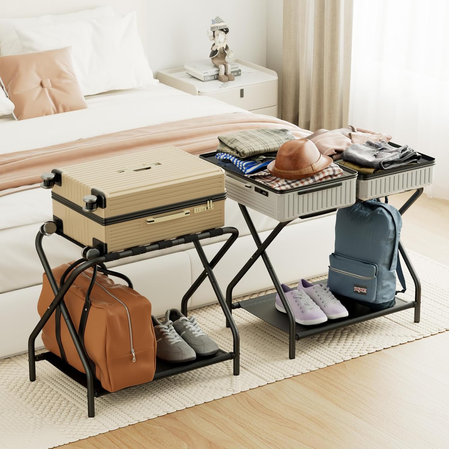 AMHANCIBLE Luggage Rack, Set of 2, Foldable Suitcase Stands for Guest 