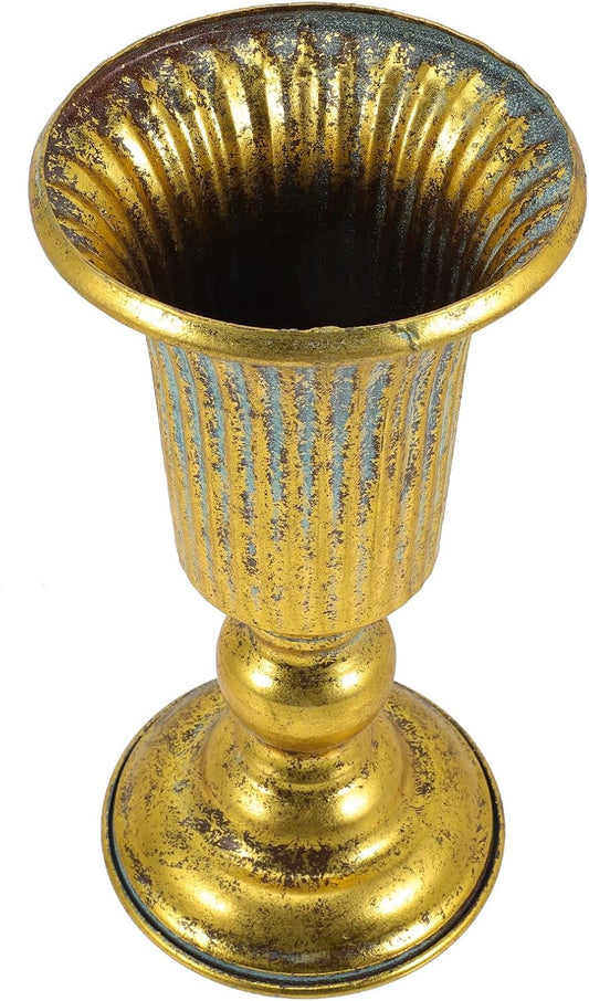 Milisten Vintage Metal Vase Decorative Flower Planter Retro Gold Iron 