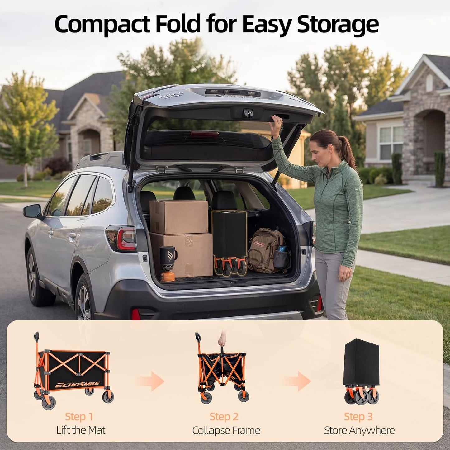 EchoSmile Folding Wagon (Black&Orange)