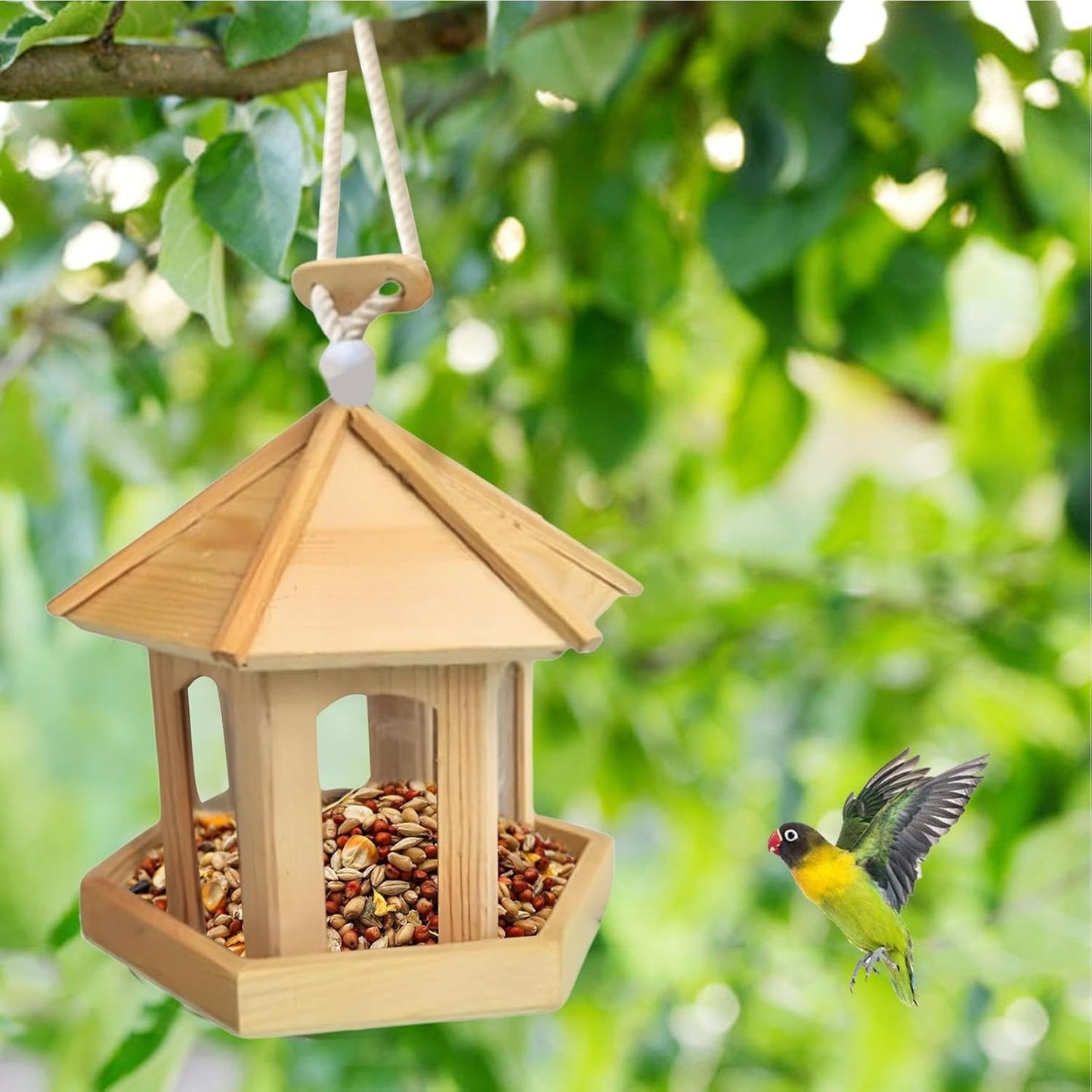 Bird Feeders for Outside | Hexagonal Garden Cage Ornament | Wild Bird Feeders,for Garden Backyard Patio Lawn Window Balcony Deck Wildlife Attraction
