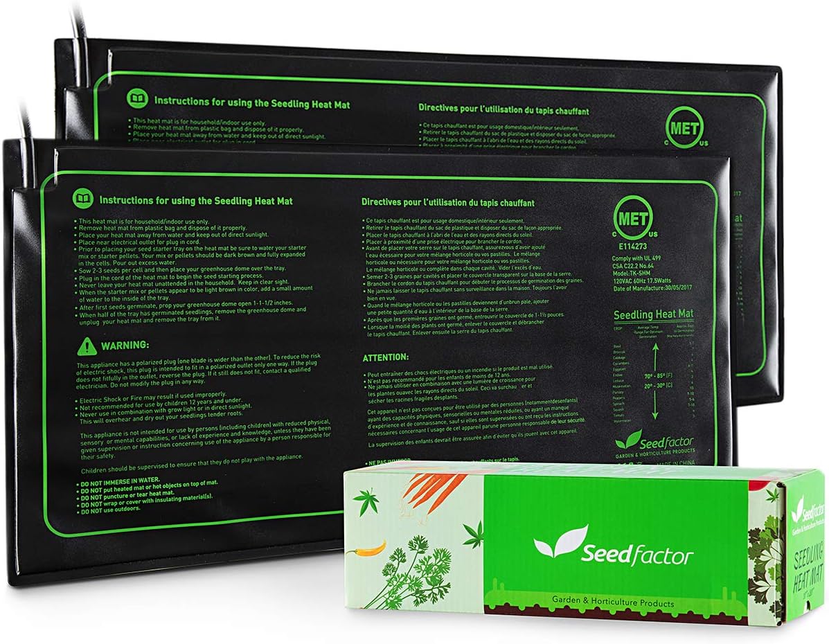 MET Certified 2 Pack Seedling Heat Mat, Seedfactor Waterproof Durable 