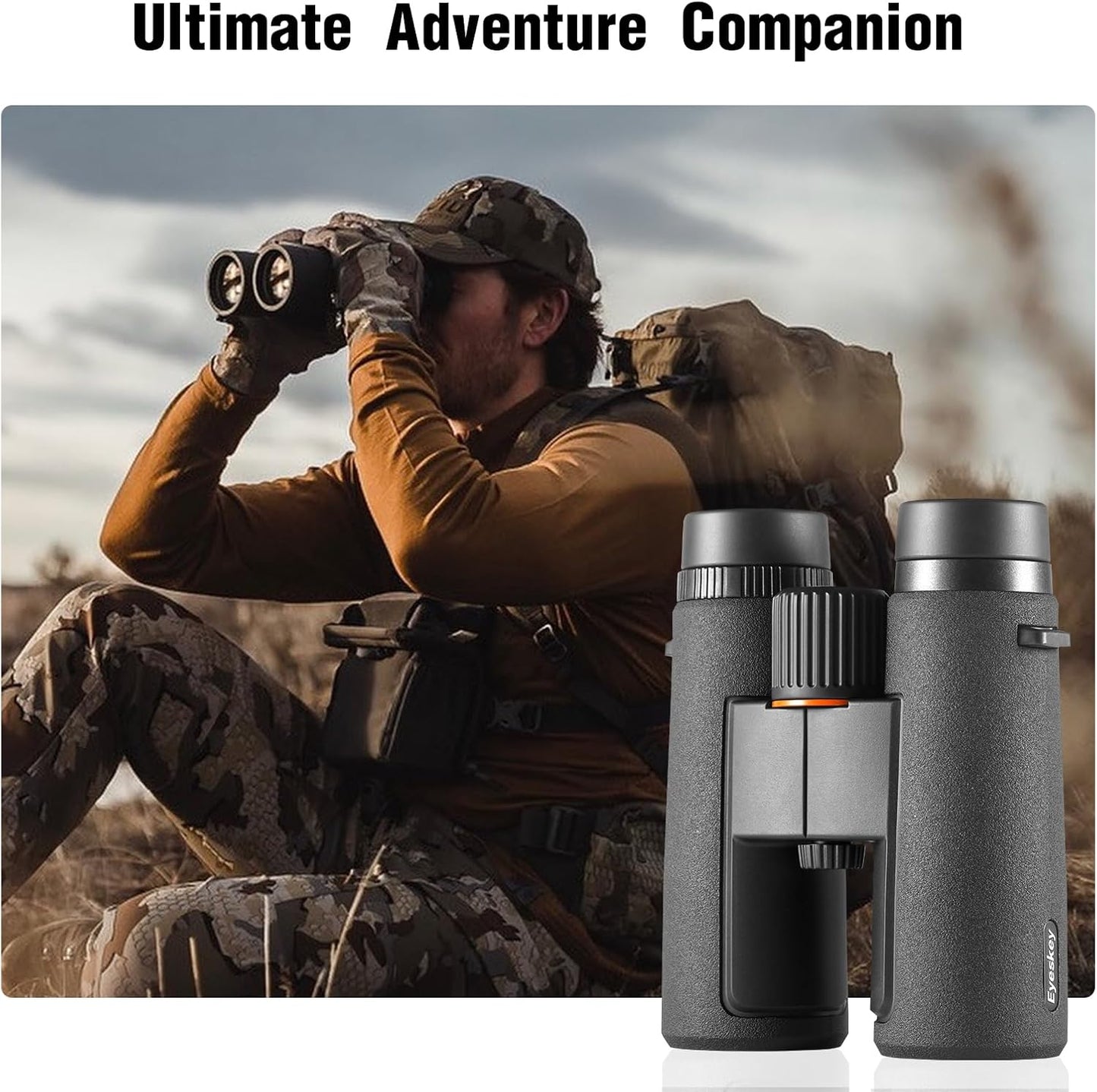 10x42 HD Binoculars for Adults High Powered with Low Light Night Vision – Lightweight Waterproof Binoculars with Smartphone Adapter for Hunting, Bird Watching, Stargazing & Outdoor Travel