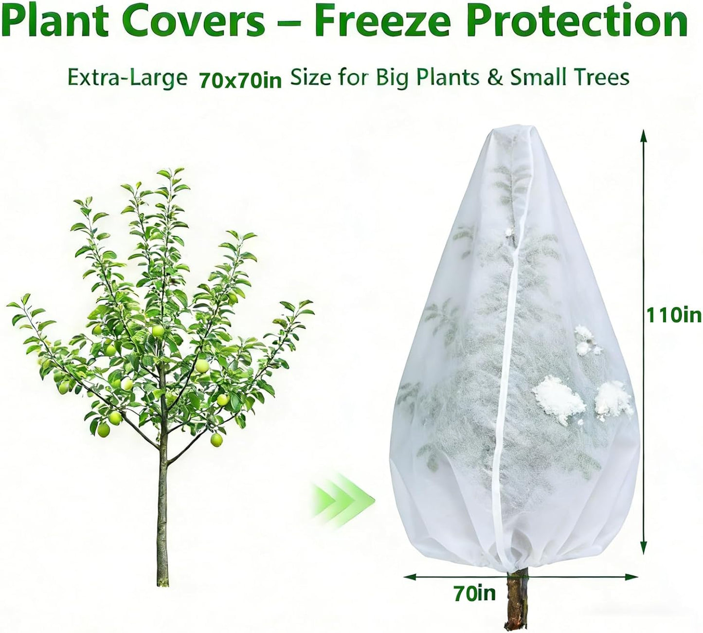 Plant Covers Freeze Protection-70"W x70"H Extra Large Frost Blankets f