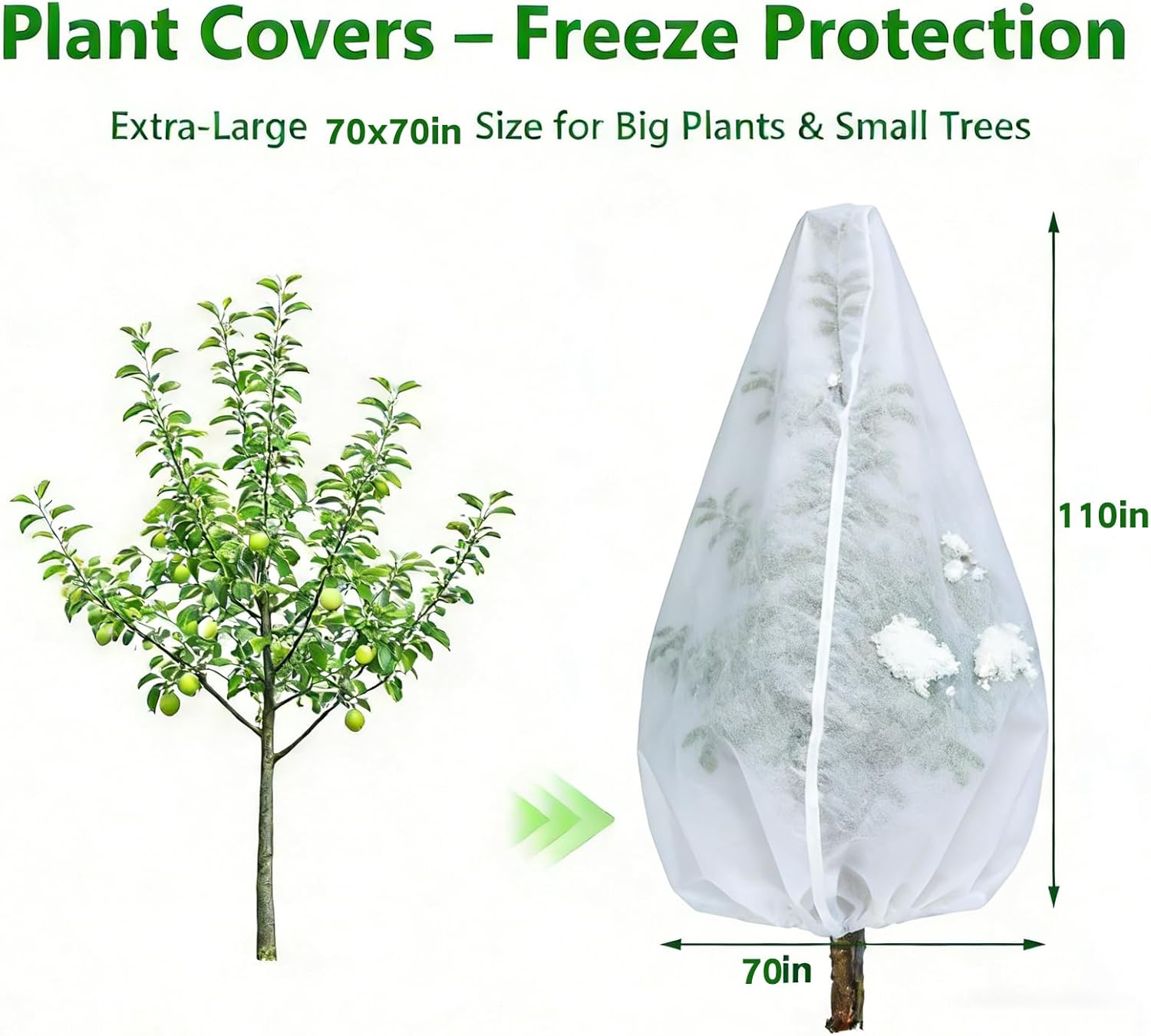 Plant Covers Freeze Protection-70"W x70"H Extra Large Frost Blankets f