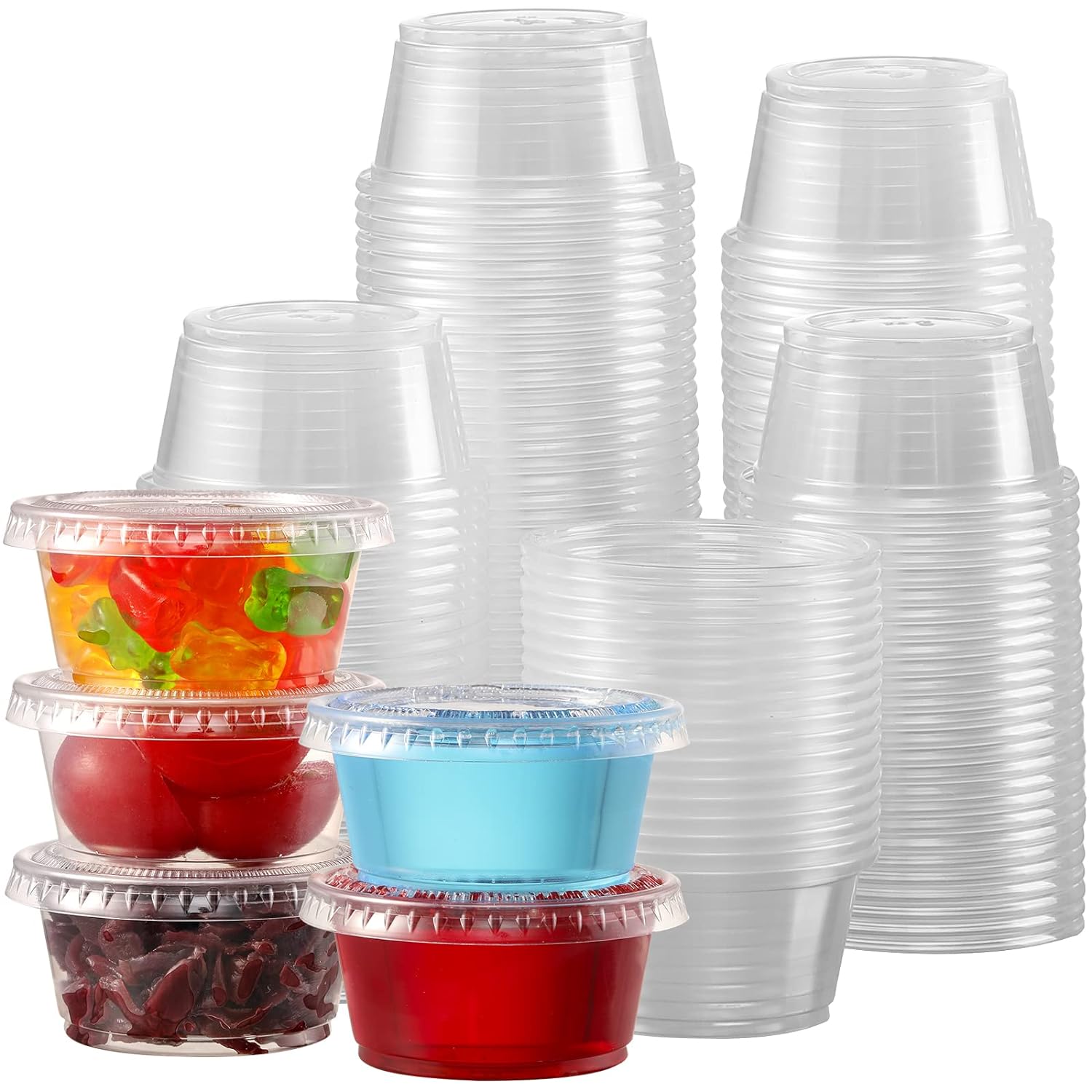 VITEVER 130 sets - 2 oz Jello Shot Cups, Small Plastic Containers with