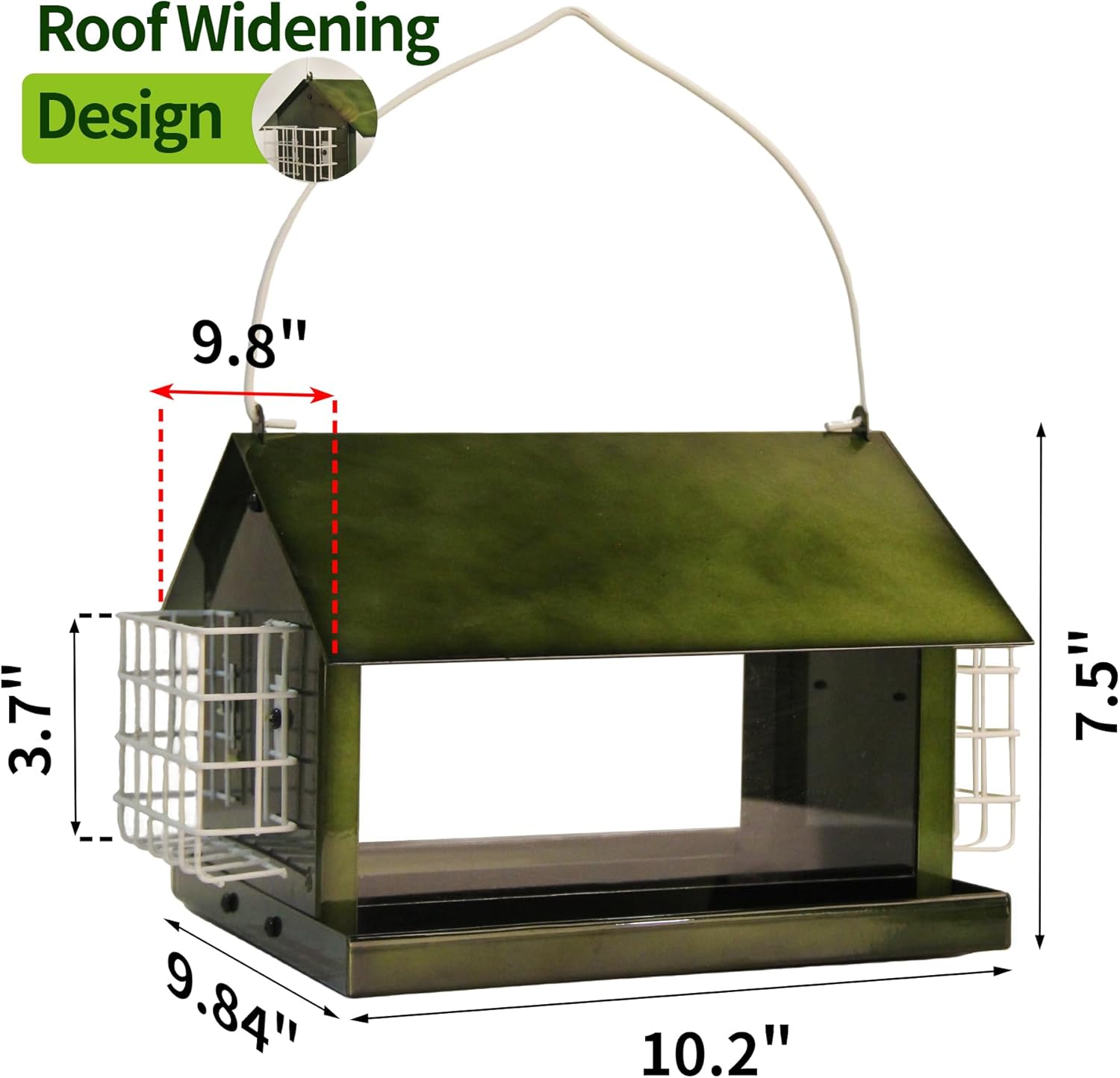Solution4Patio Bird Feeders for Outdoors Hanging, All Metal, Double Su
