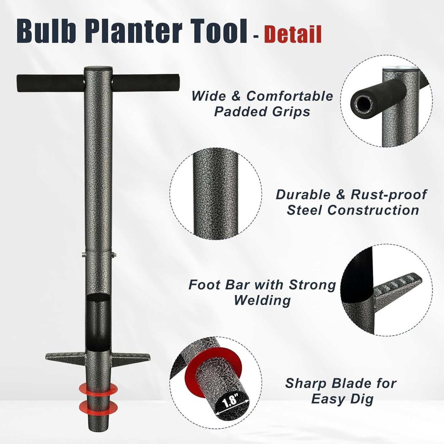 Bulb Planter Tool, 33.5 inch Long Handle Garden Sod Plugger to Dig Hol
