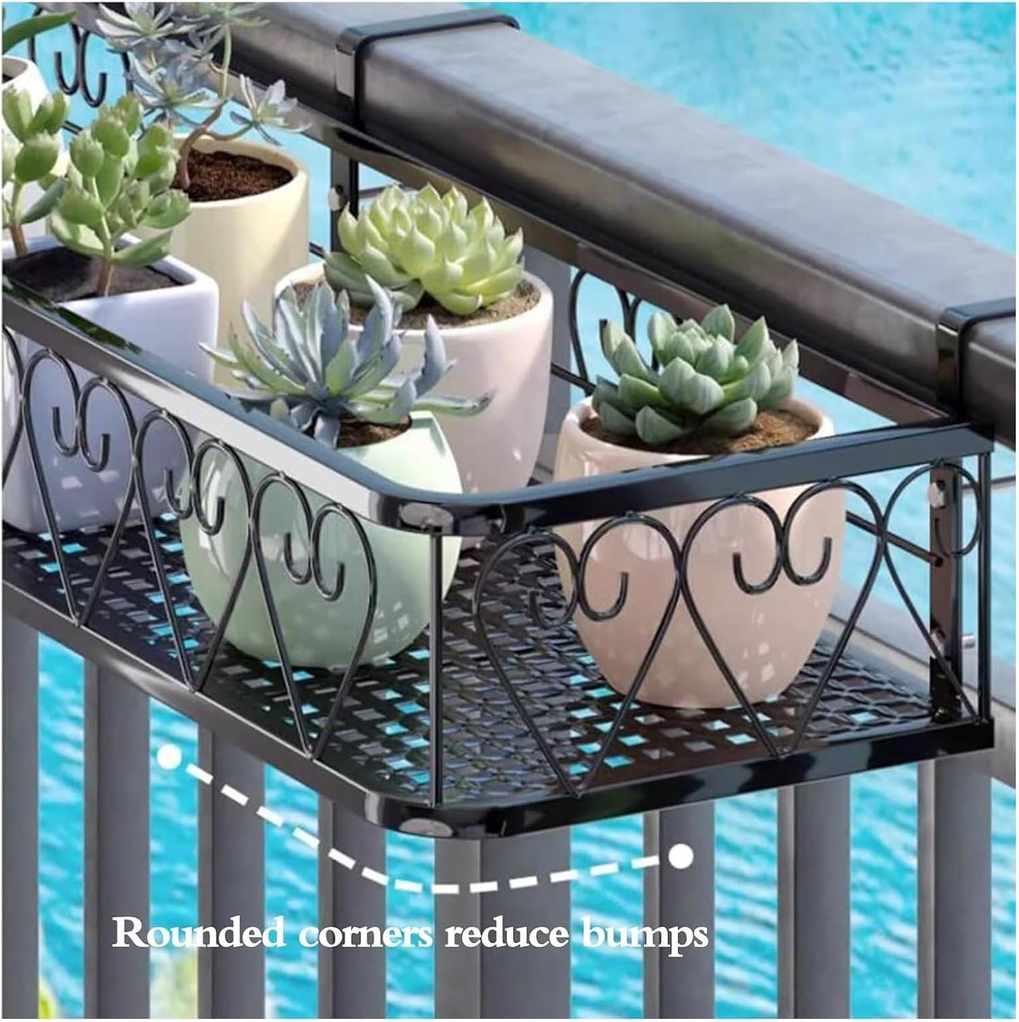 Rail Planter Box, Balcony Fence Planters, Window Sill Shelf for Flowers, Railing Hanging Plant Stand, Outdoor Garden Decor (20x60x12cm)