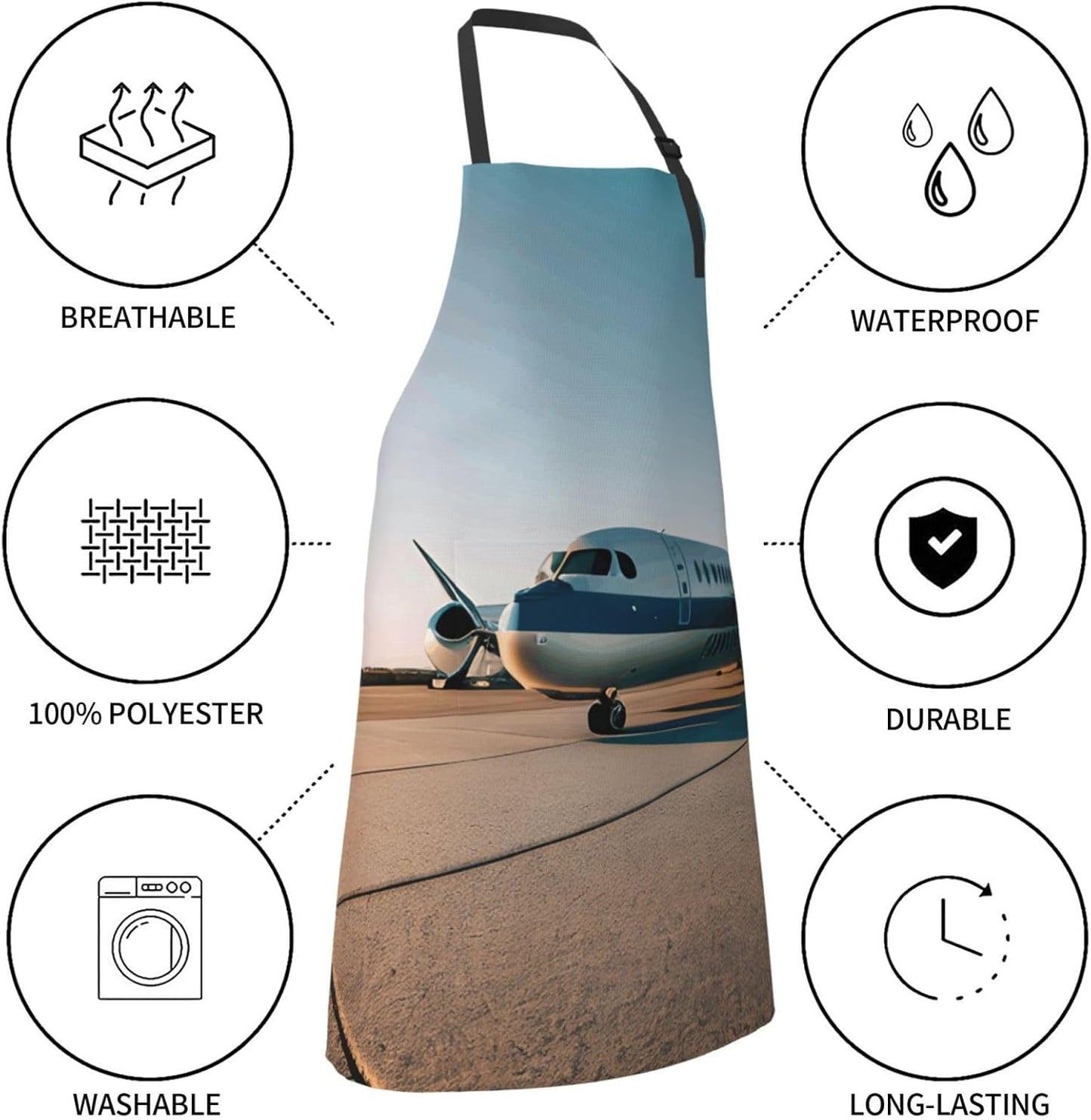 YANYU Airplane Print 28x33 In Kitchen Apron Stylish Chef Apron with Pockets for Cooking Baking Painting