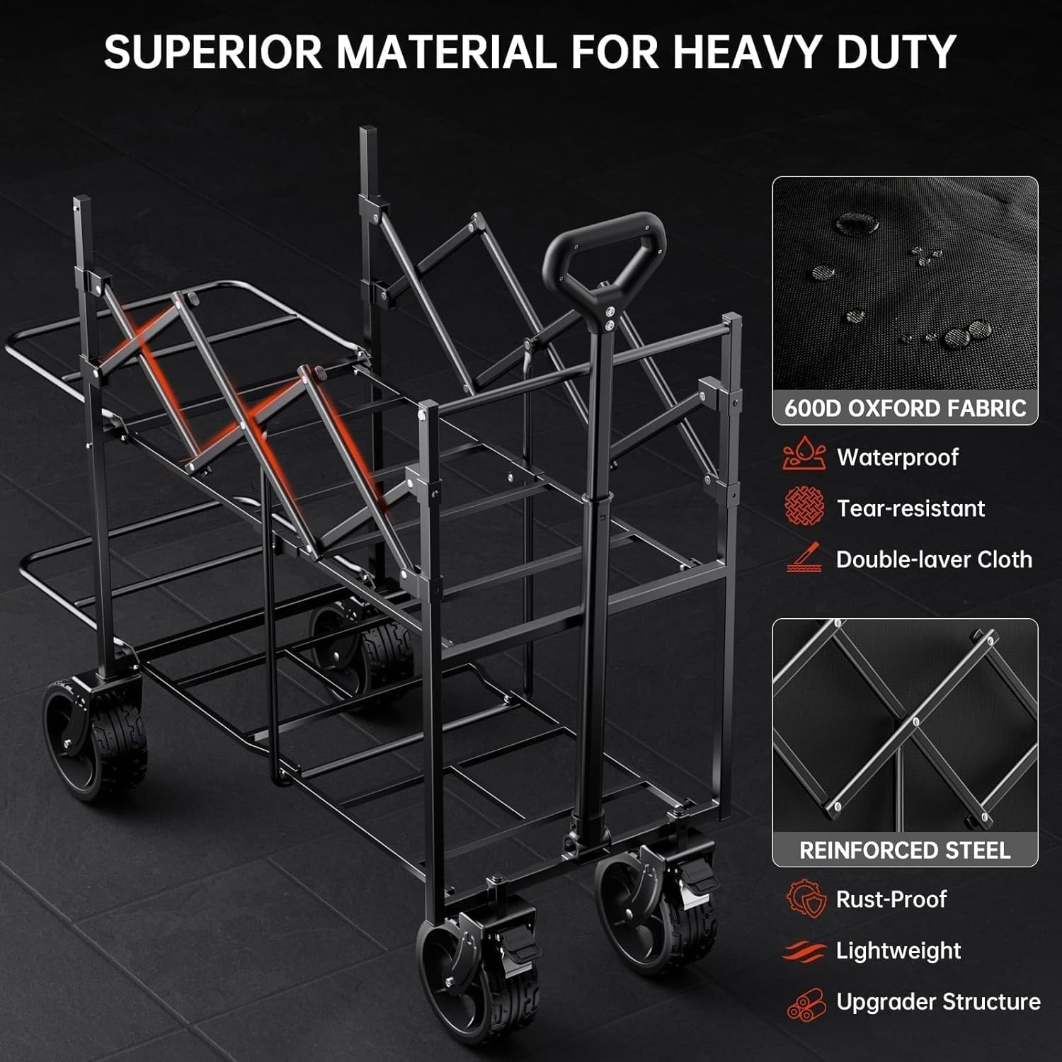 Double Decker Wagon 320L Large Capacity 400LBS Collapsible Sports Util