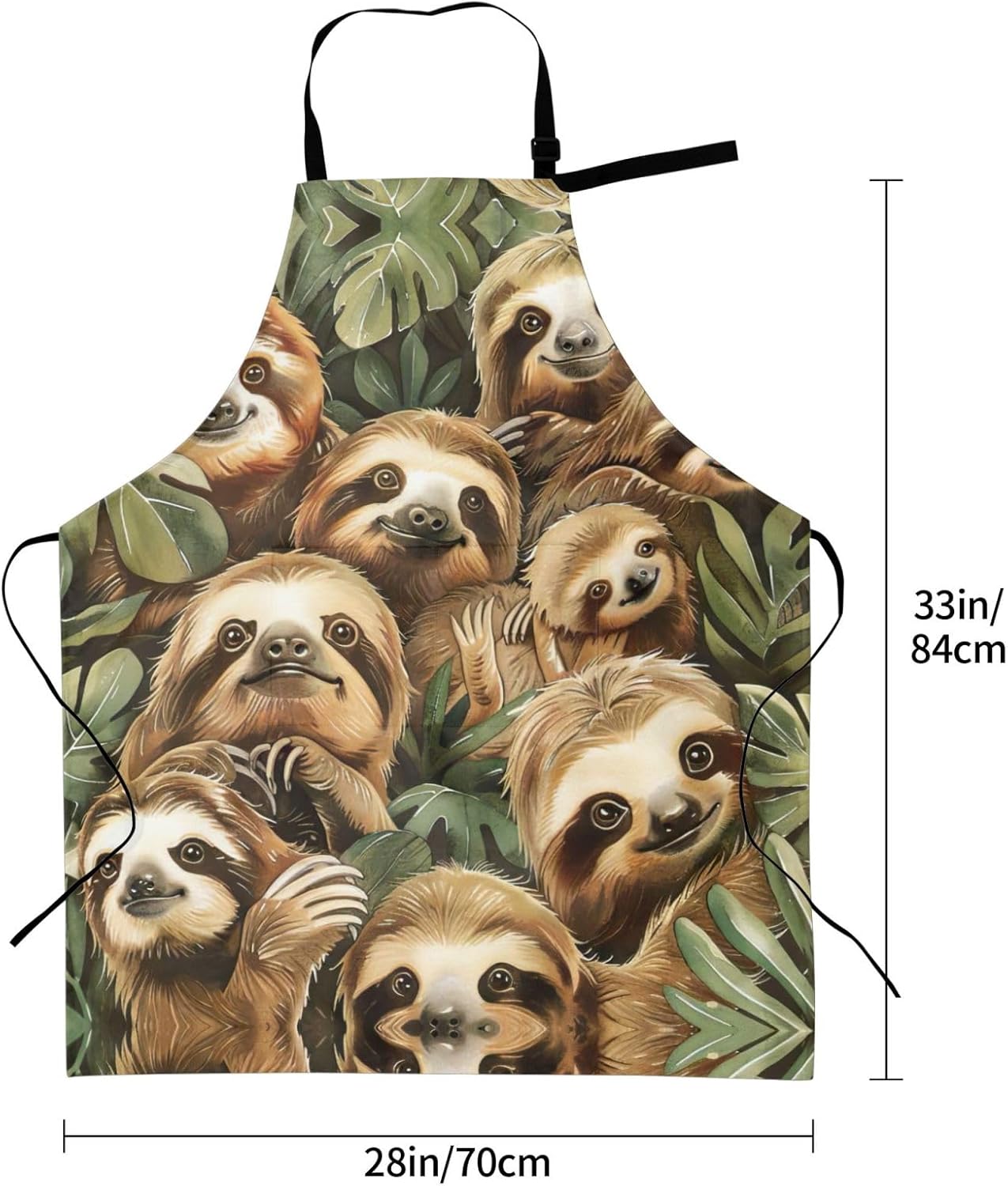 Cute Sloth print Waterproof chef's apron with pocket apron for kitchen cooking baking barbecue and gardening