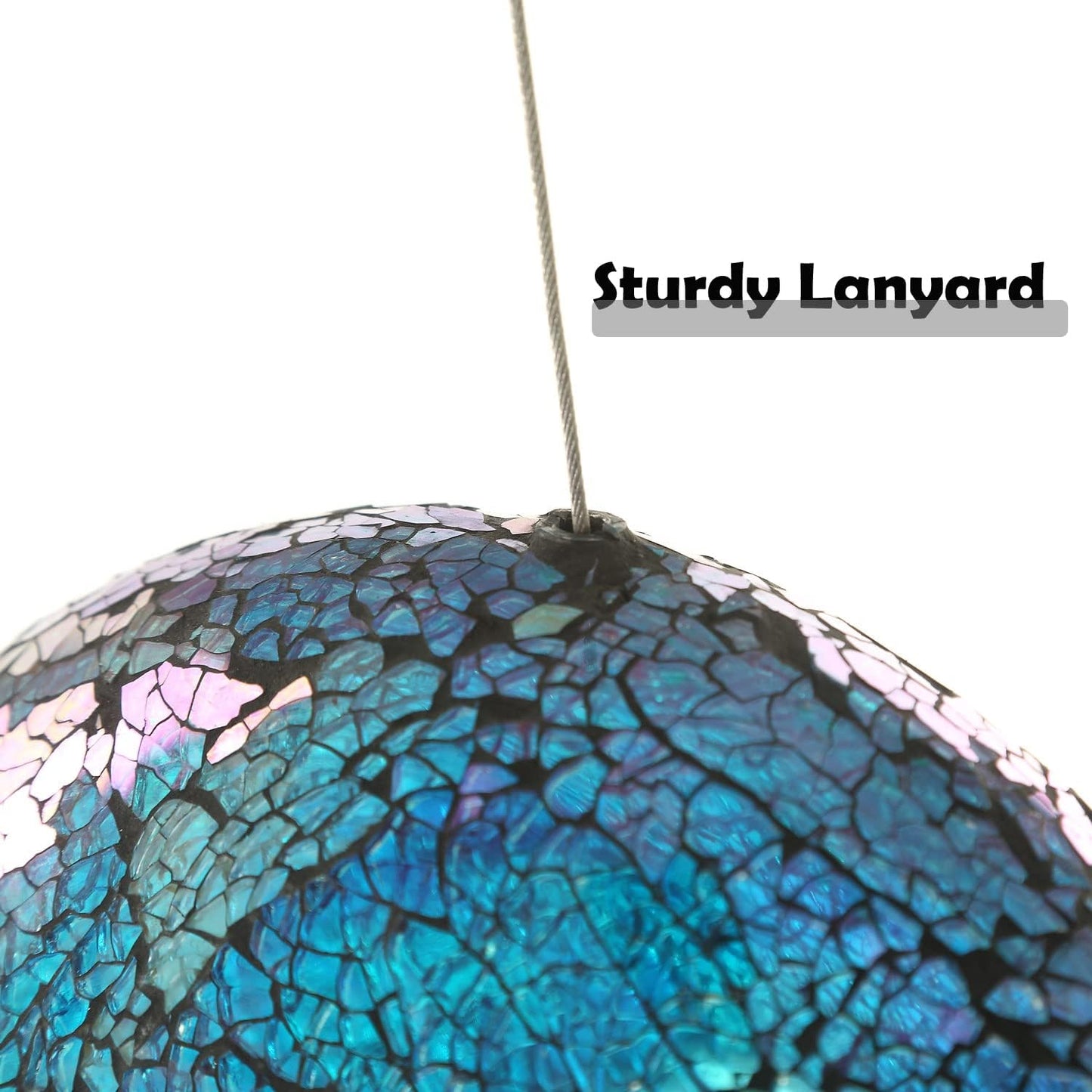 Topadorn Bird Feeder Fly Through Mosaic Round Stained-Glass Birdfeeder, Outdoor Hanging Blue Wild Bird Feeder for Garden Decoration Gift, 9''L
