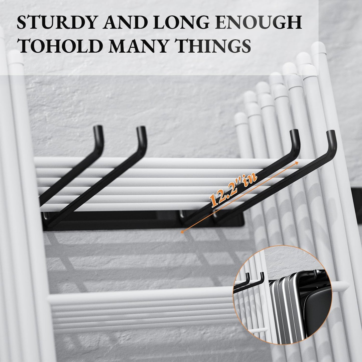 Folding Chair Storage Rack for Garage, 2-Pack Heavy Duty Wall Mount Garden Tool Organizer, Utility Hooks for Lawn, Beach & Camping Chairs, Max Load 240 lbs