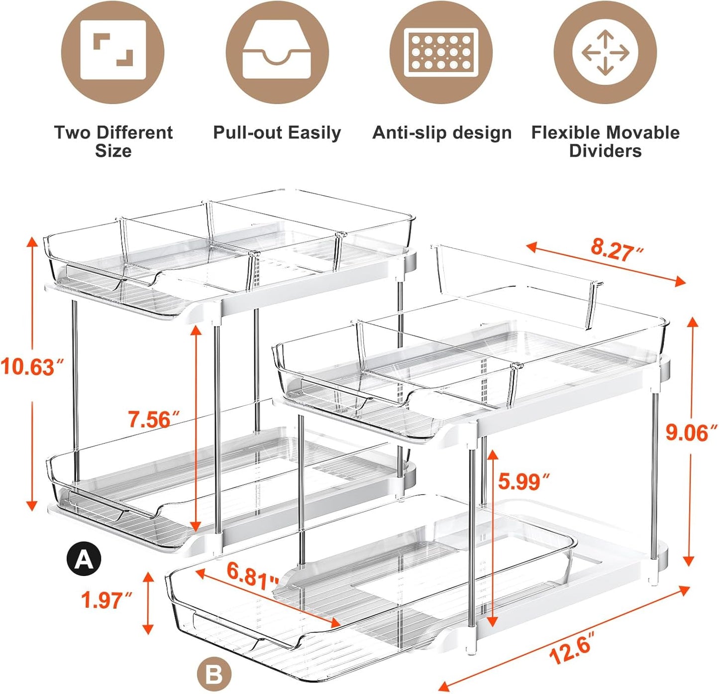 Delamu 2-Tier Multi-Purpose Bathroom Under Sink Organizers and Storage