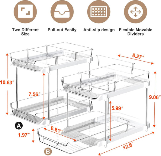 Delamu 2-Tier Multi-Purpose Bathroom Under Sink Organizers and Storage