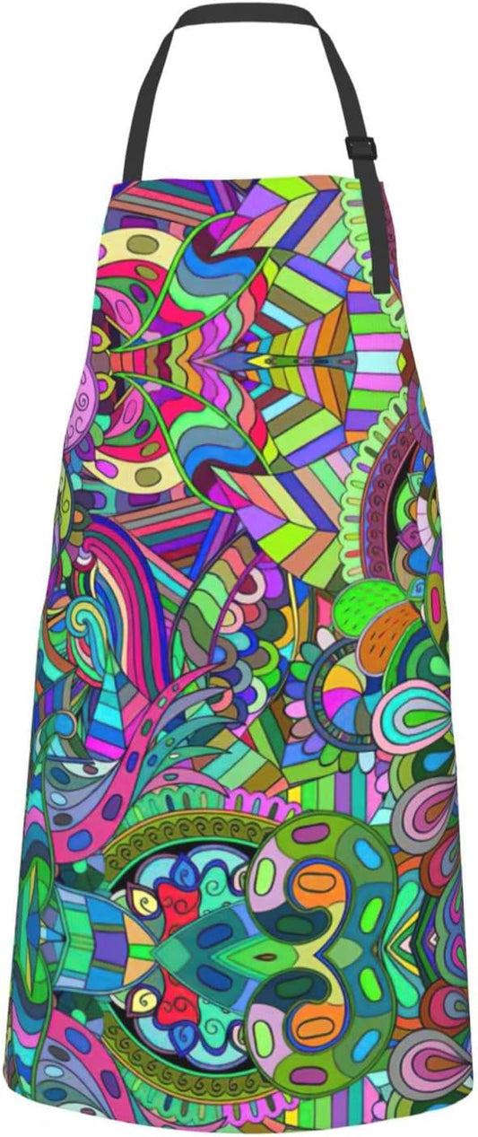 Graffiti print Waterproof apron with pocket adjustable cooking apron for adult kitchen bibs to bake