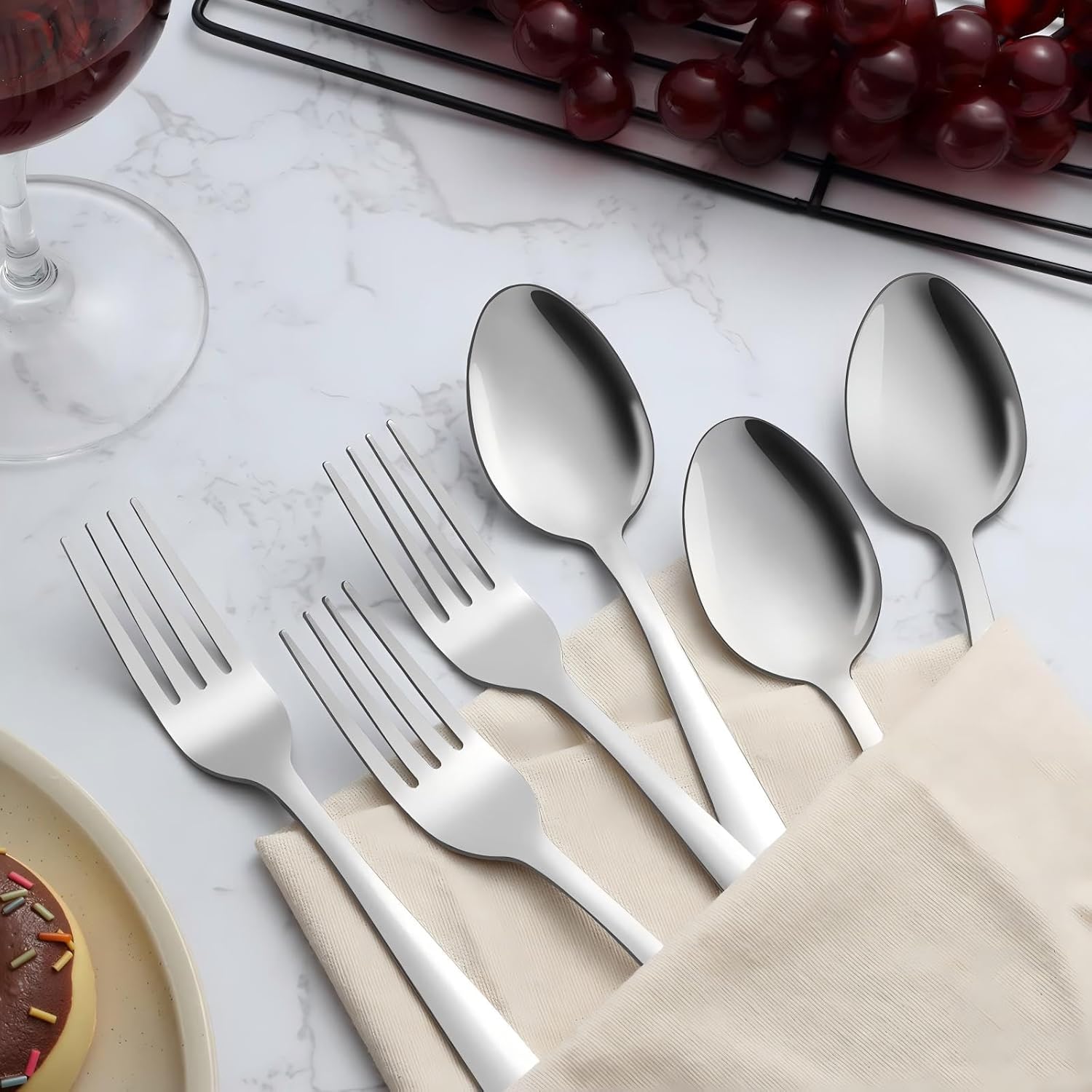 Unokit 24-Piece Spoons and Forks Set Silverware Set - Forks and Spoons