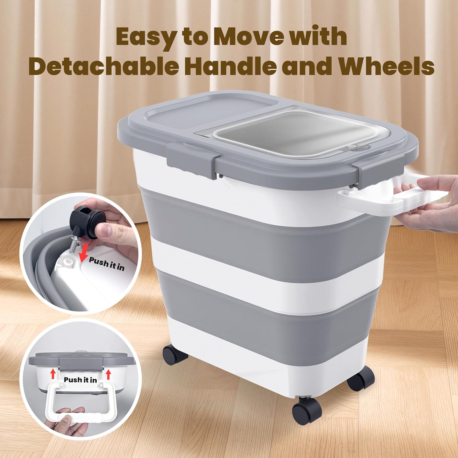 HOYTAMDA 25-35Lbs Rice Container,Collapsible Airtight Food Storage Con